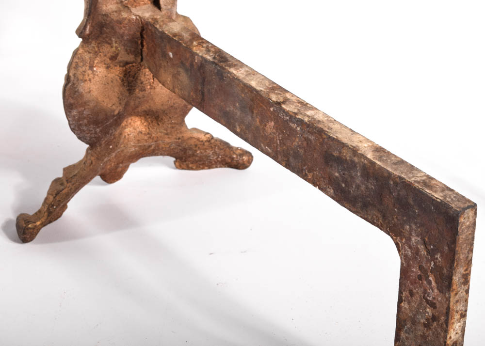 Antique "Lady Liberty" Cast Iron Andirons