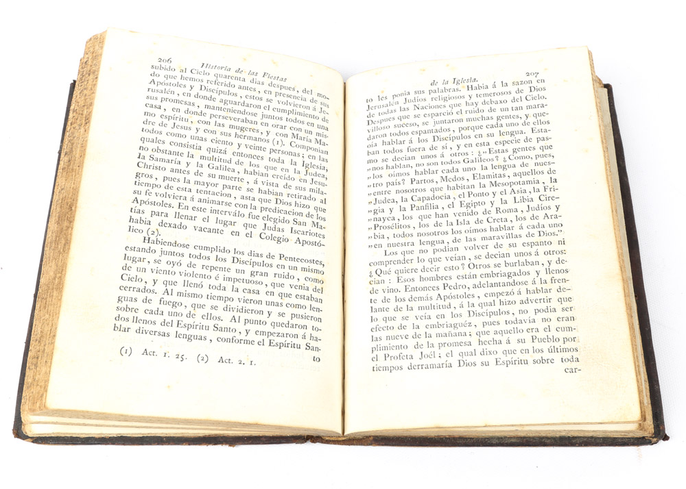 Antique 1788 "History of the Holidays of the Church" in Spanish