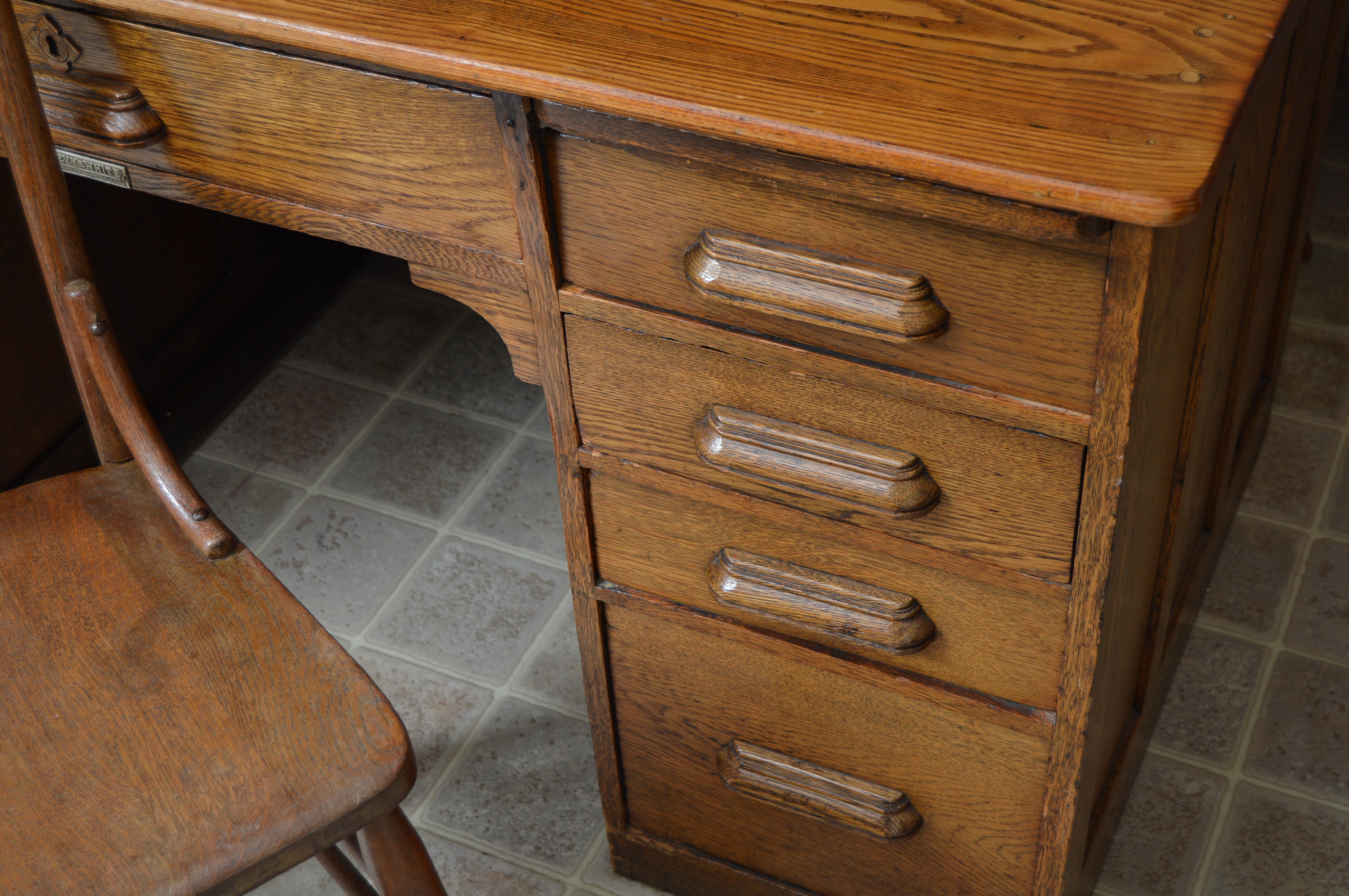 Vintage Oak Desk and Chair