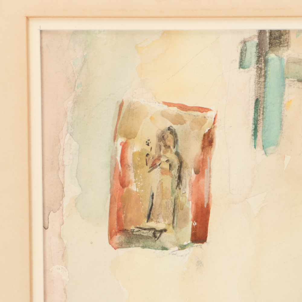 Alice Schille Watercolor Painting "Child on Green Chair"