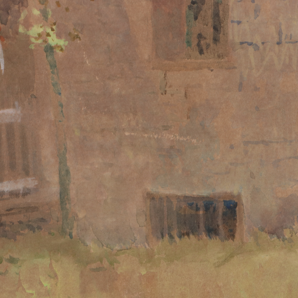 Paul Sawyier Watercolor Painting of a Wooden Cabin and Porch