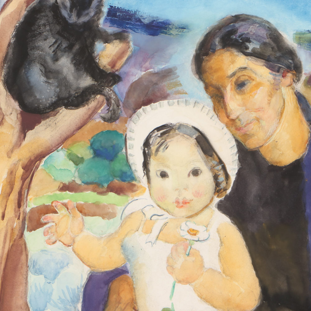 Alice Schille Watercolor Painting "White Bonnet"