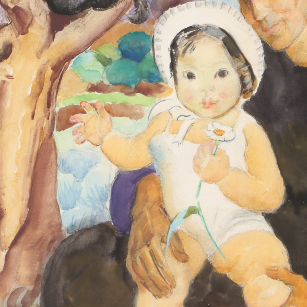 Alice Schille Watercolor Painting "White Bonnet"