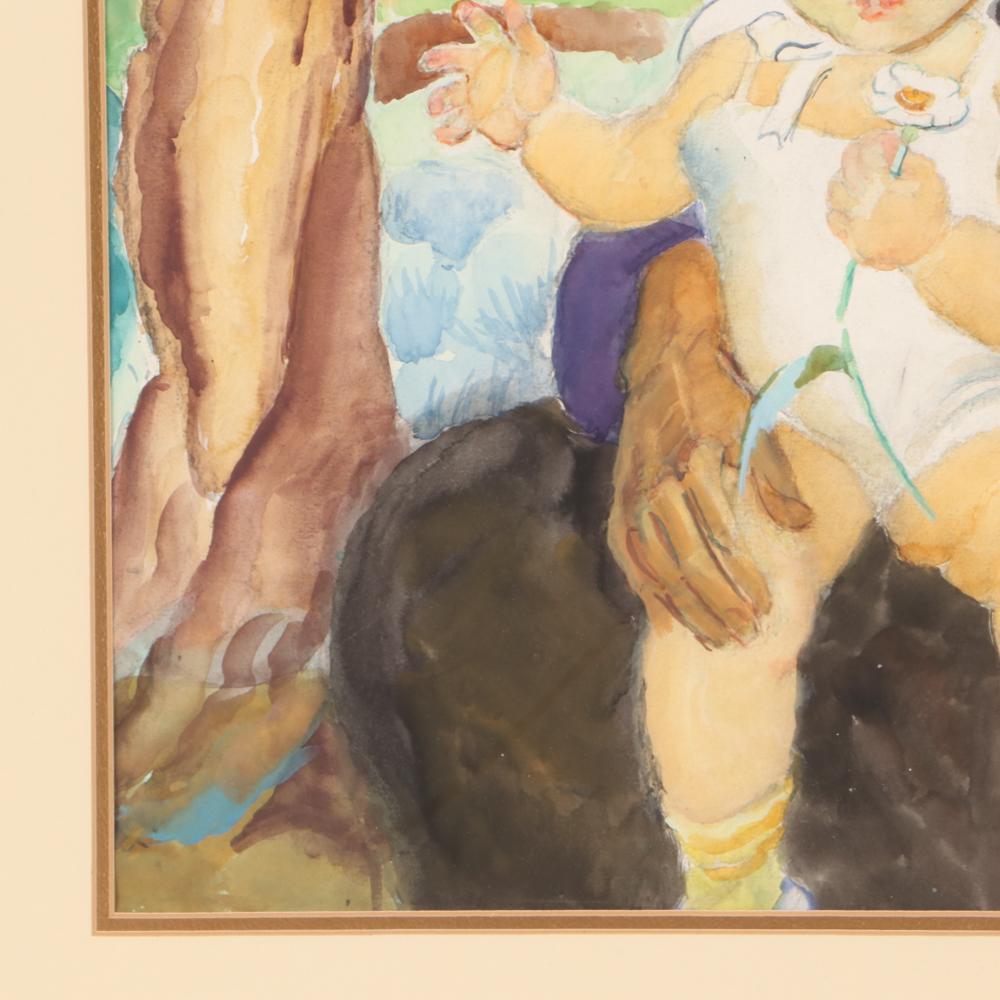 Alice Schille Watercolor Painting "White Bonnet"