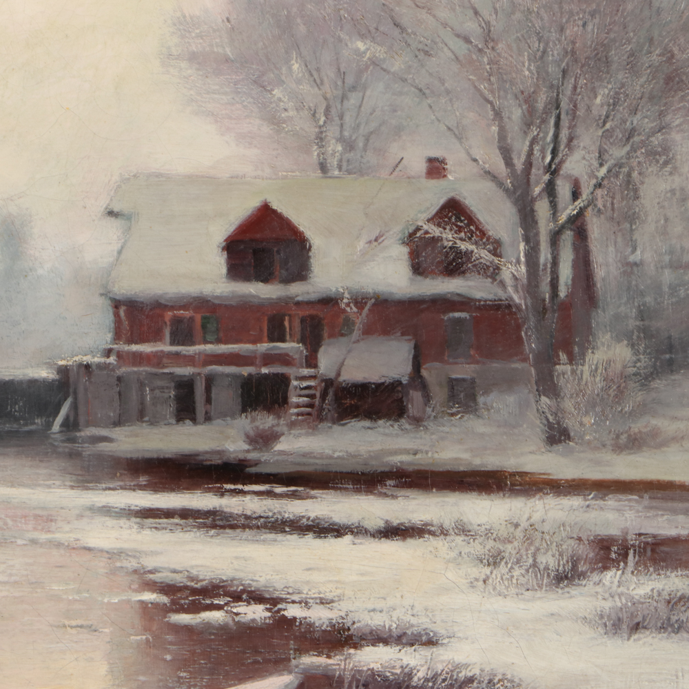 T. C. Lindsay Oil Painting of Winter Scene