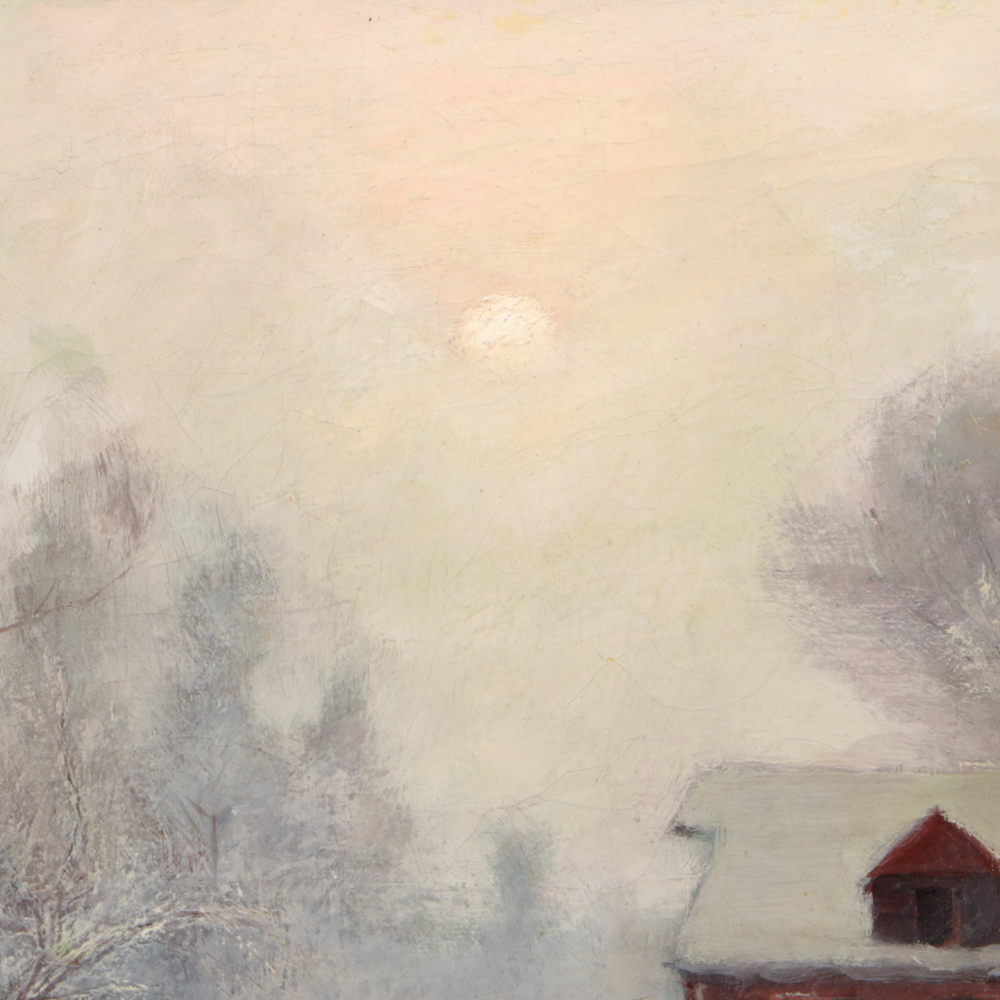 T. C. Lindsay Oil Painting of Winter Scene