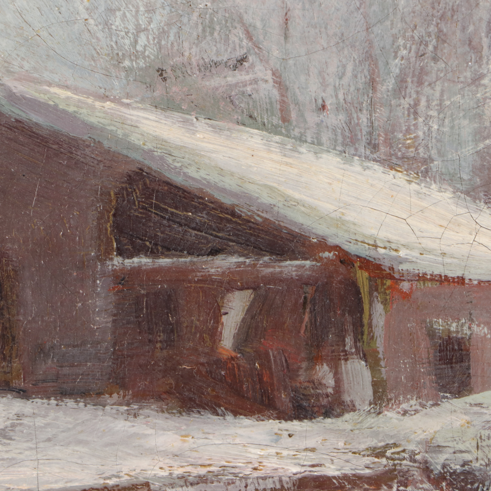 T. C. Lindsay Oil Painting of Winter Scene
