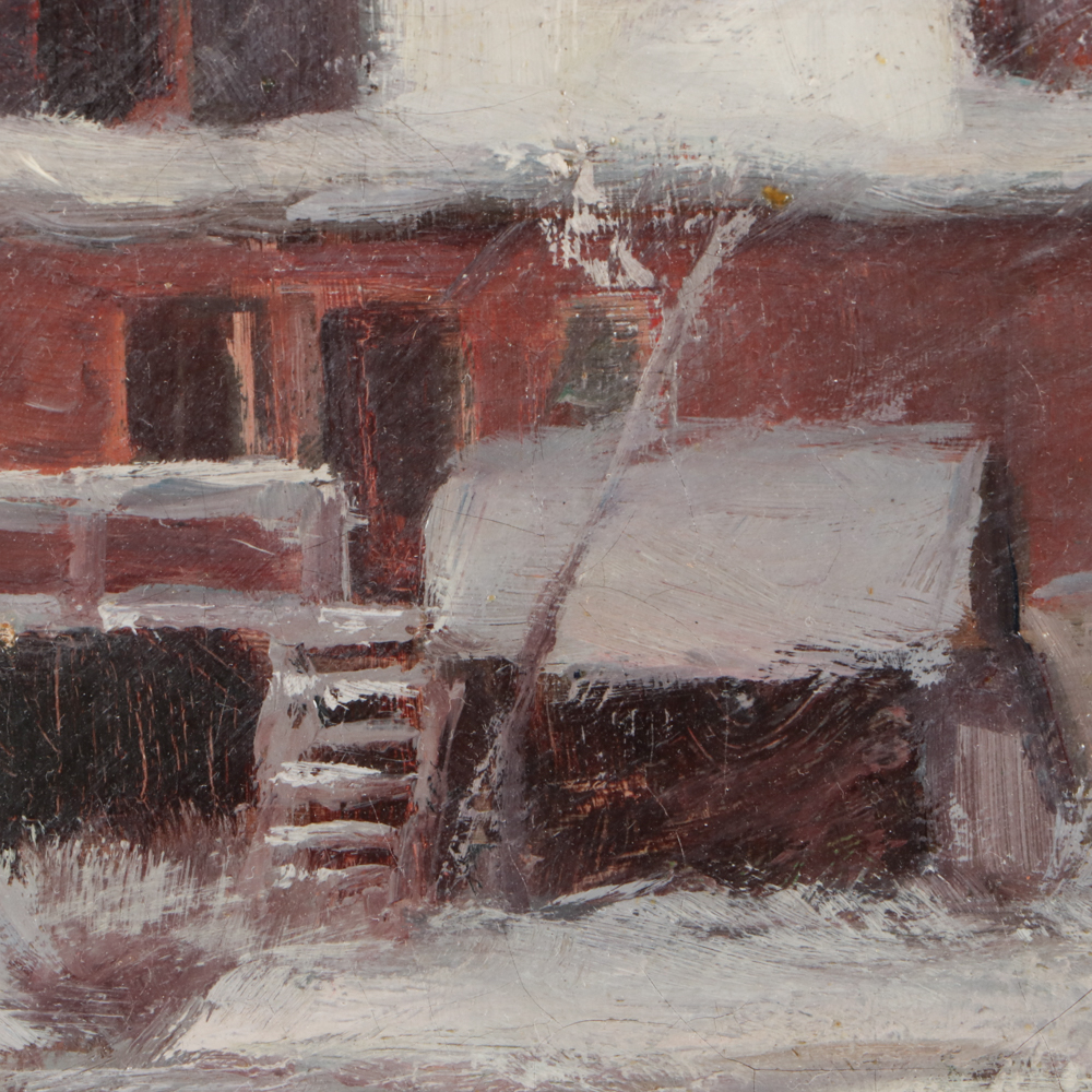 T. C. Lindsay Oil Painting of Winter Scene
