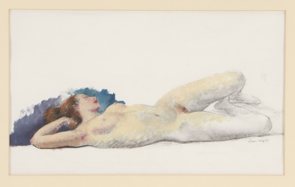 Leon Kroll Reclining Figure Gouache and Graphite Painting