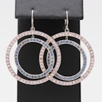 18K White Gold Pink and Blue Sapphire Earrings