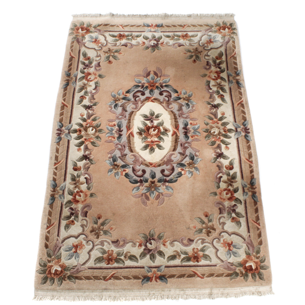Semi-Antique Hand-Knotted Sino-French Aubusson Style Area Rug