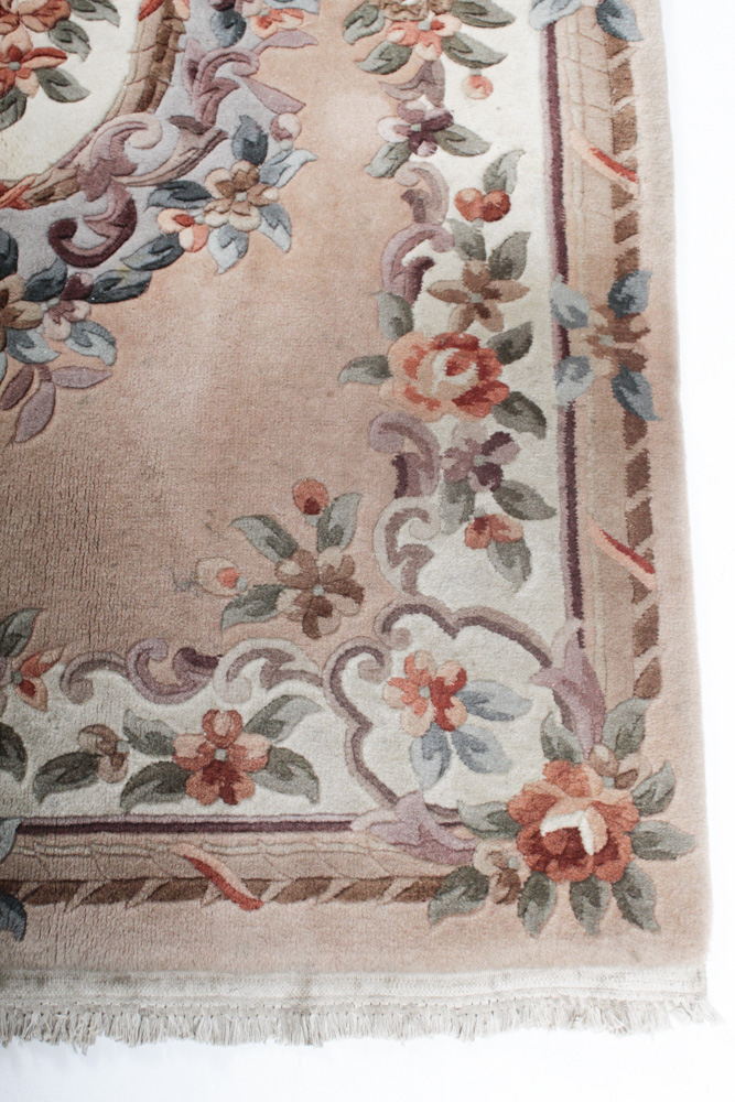 Semi-Antique Hand-Knotted Sino-French Aubusson Style Area Rug