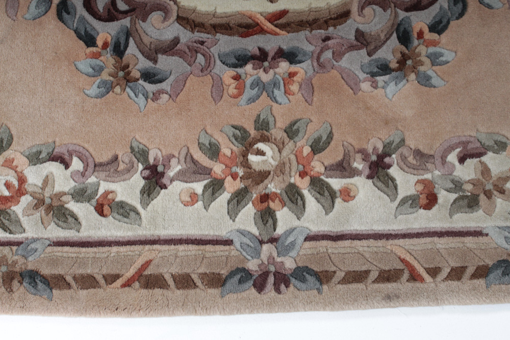 Semi-Antique Hand-Knotted Sino-French Aubusson Style Area Rug