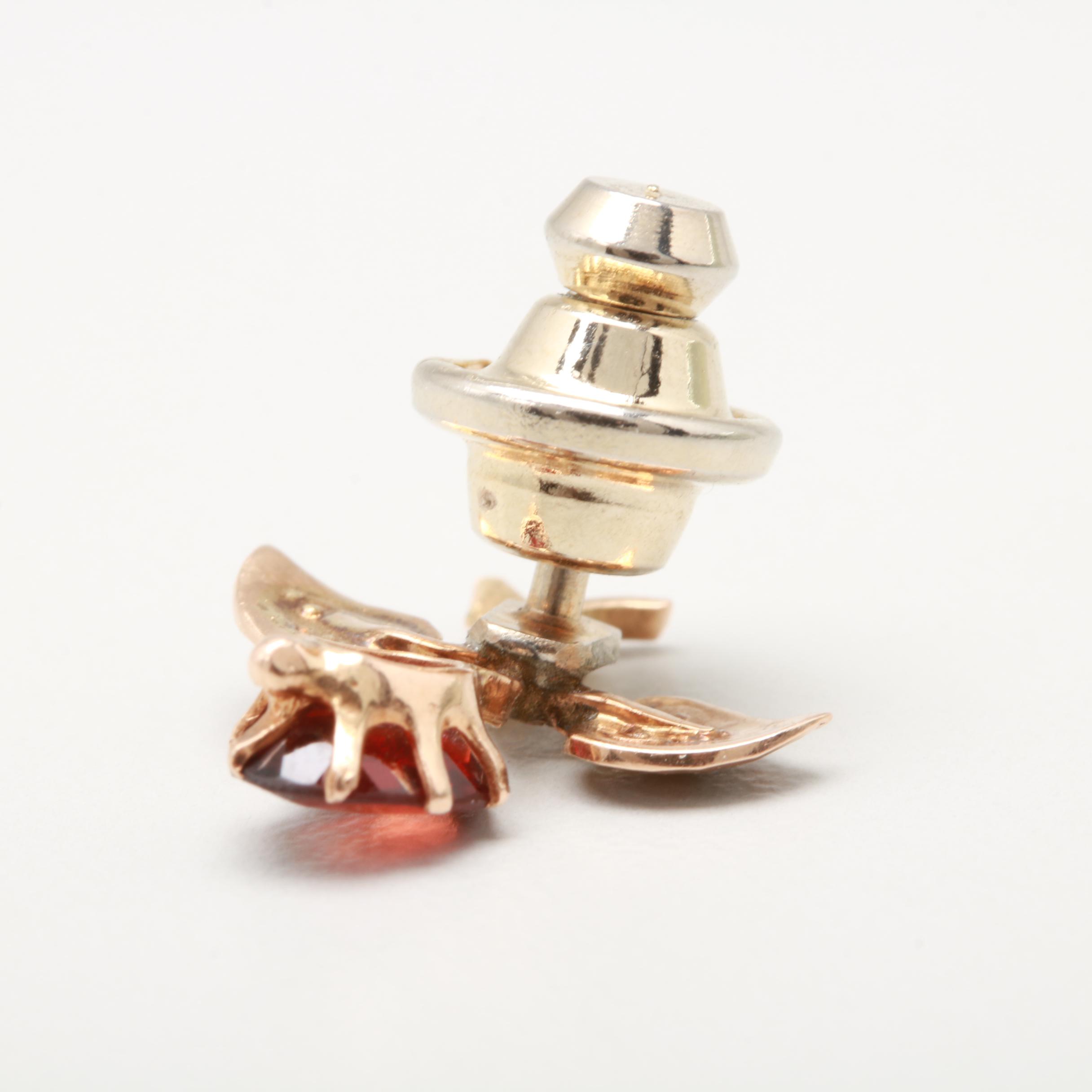 Victorian 14K Rose Gold Garnet and Cultured Seed Pearl Pin