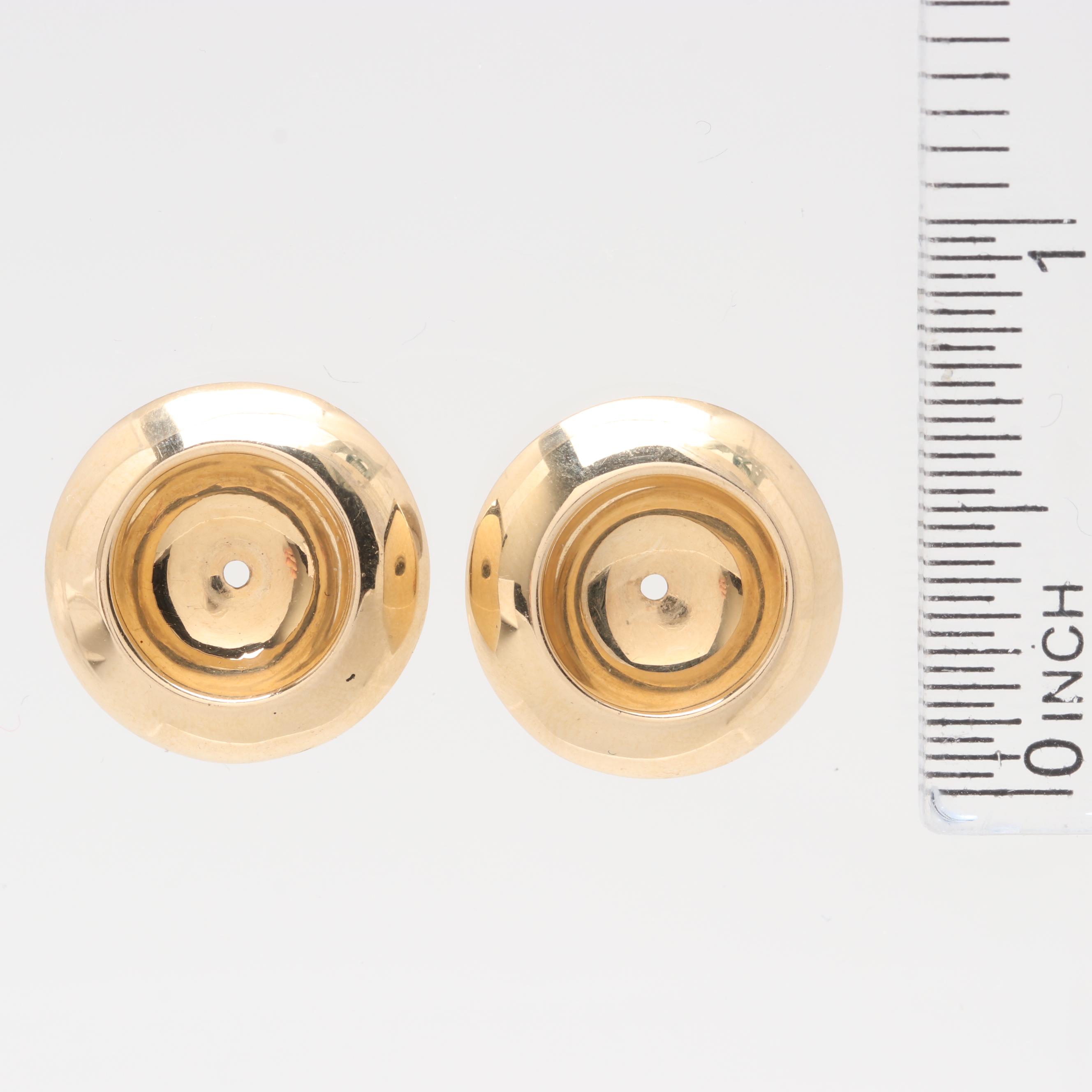14K Yellow Gold Circular Earring Jackets
