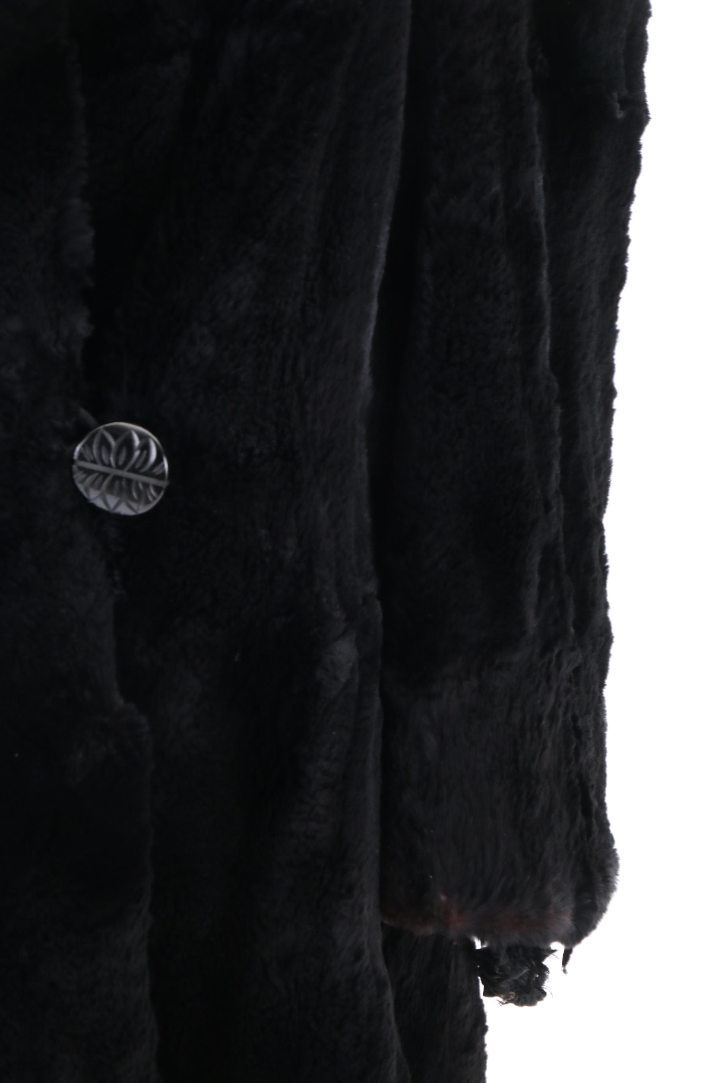 Circa 1940s Vintage Stern's Seal Dyed Rabbit Fur Coat
