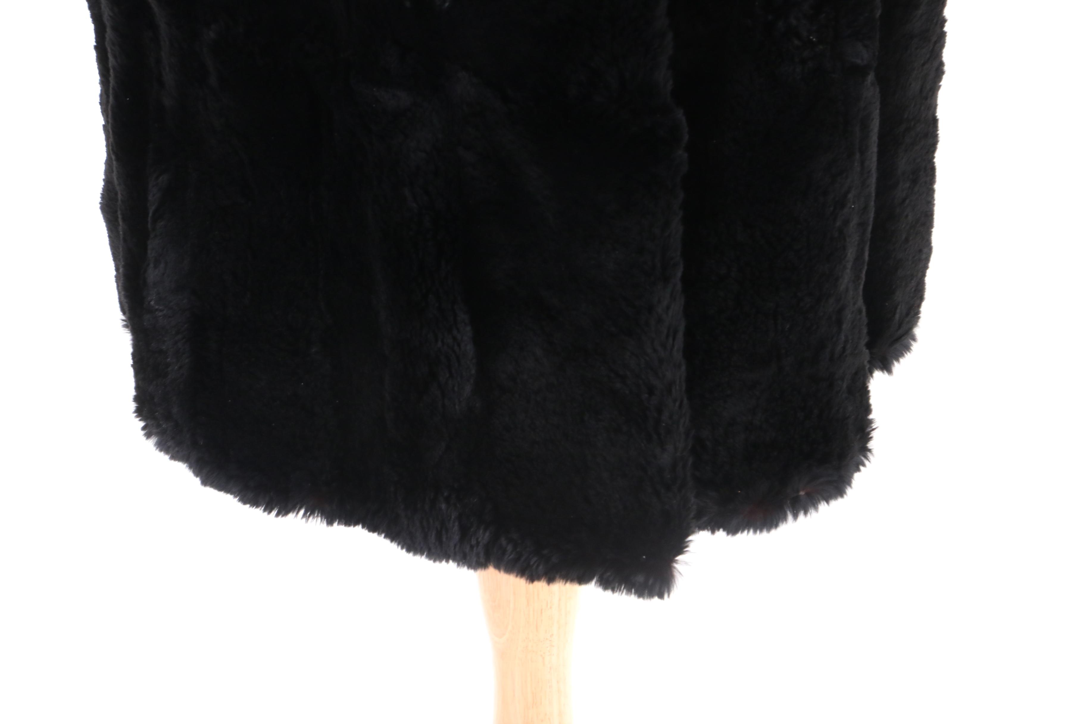 Circa 1940s Vintage Stern's Seal Dyed Rabbit Fur Coat