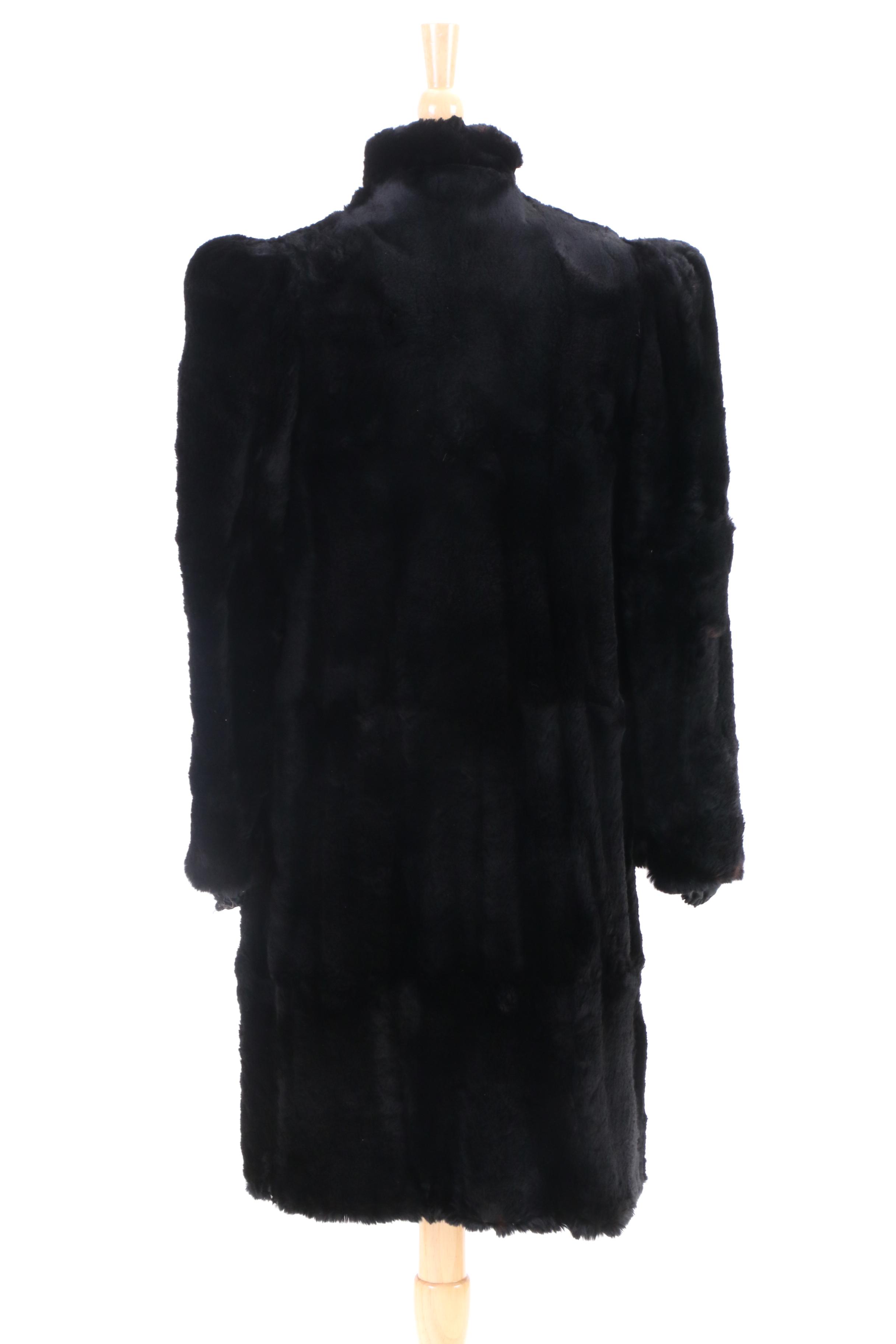 Circa 1940s Vintage Stern's Seal Dyed Rabbit Fur Coat