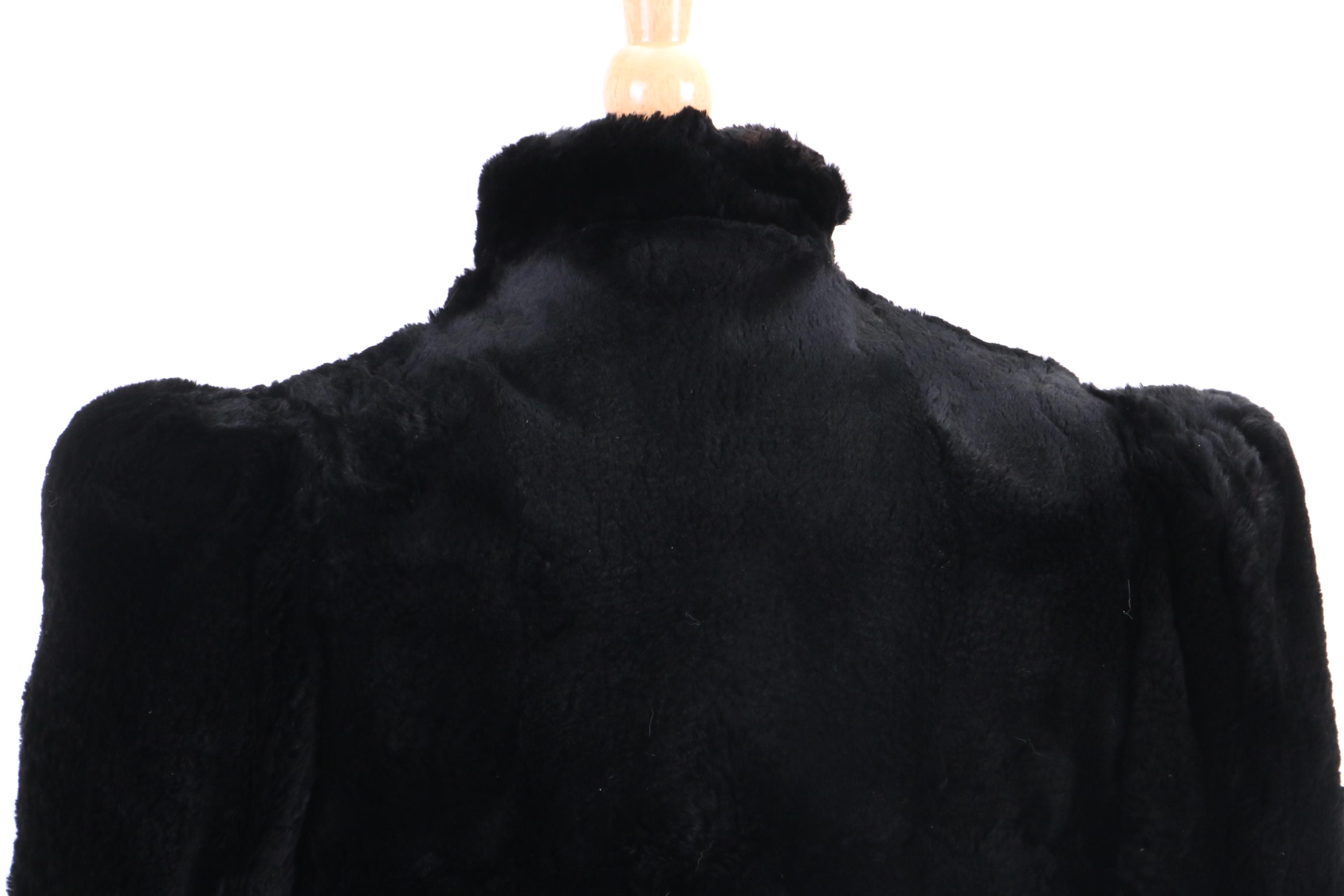 Circa 1940s Vintage Stern's Seal Dyed Rabbit Fur Coat