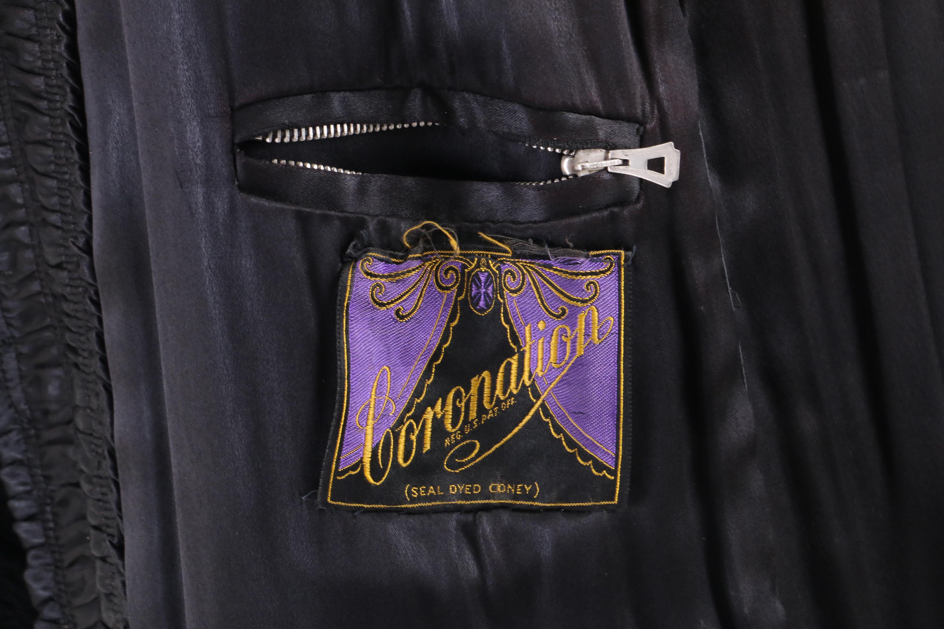 Circa 1940s Vintage Stern's Seal Dyed Rabbit Fur Coat