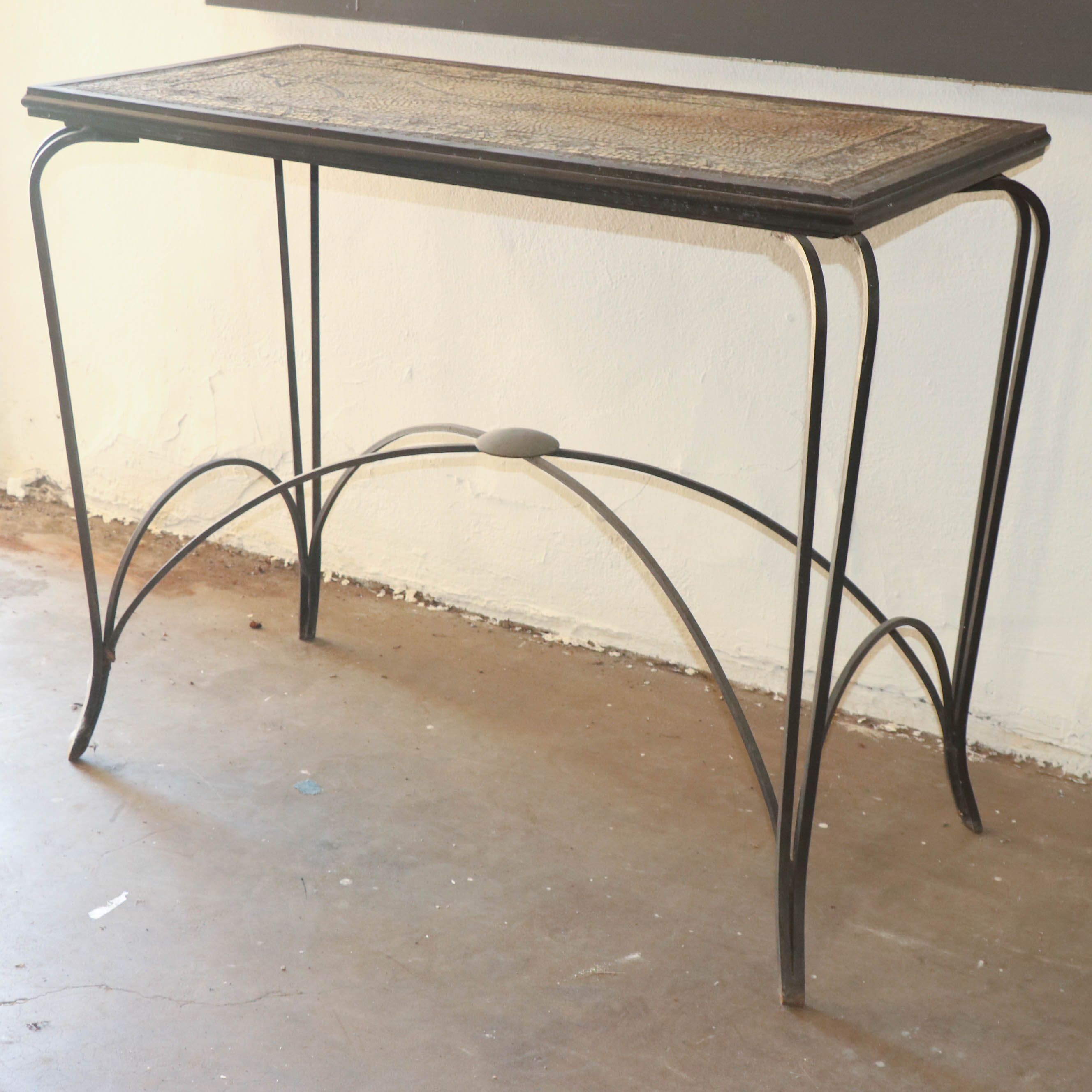 Mosaic Top Metal Console Table