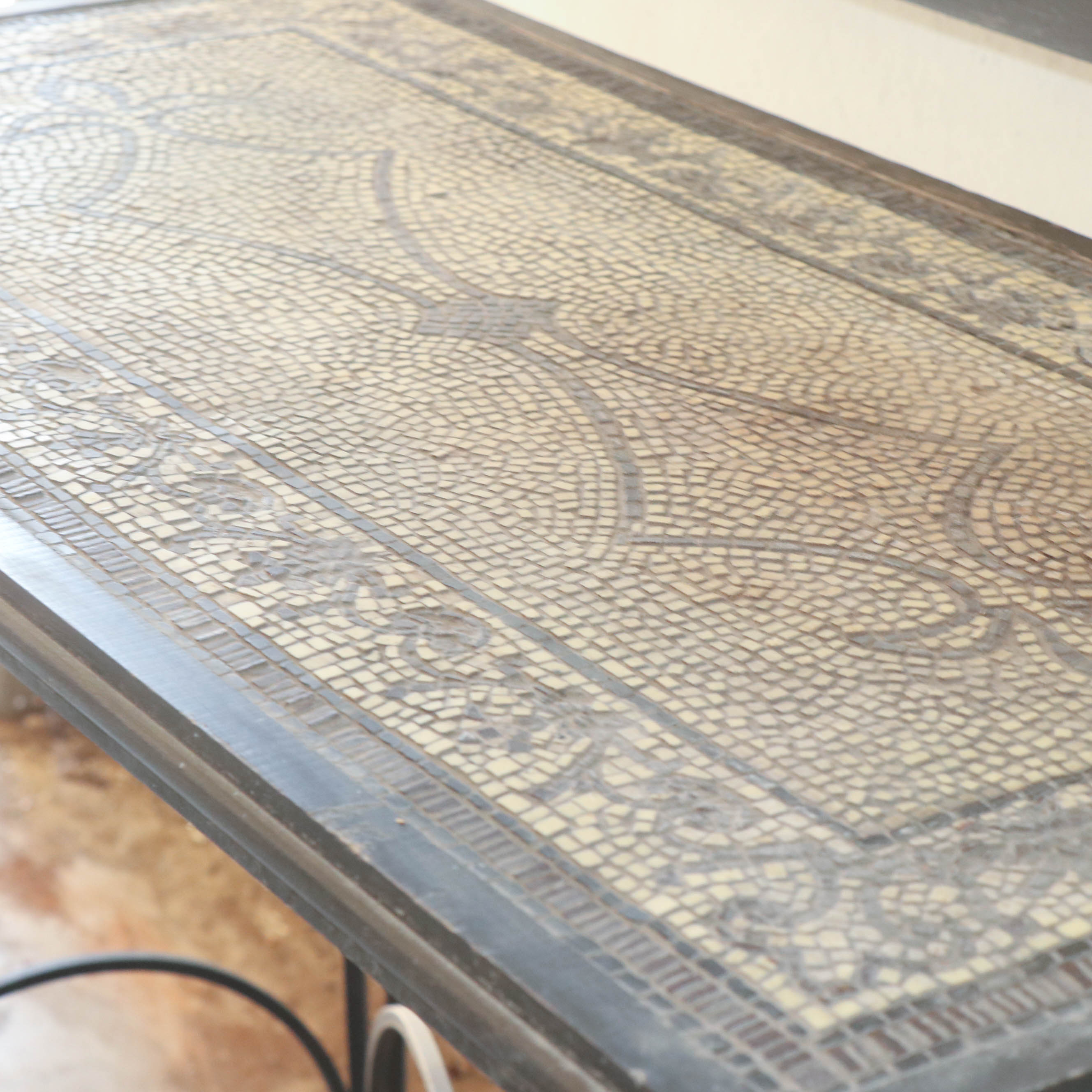 Mosaic Top Metal Console Table