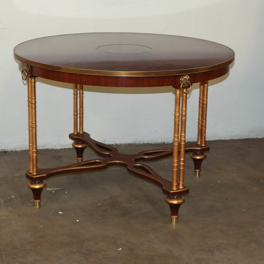 Neoclassical Style Giltwood and Mahogany Dining Table, 20th Century