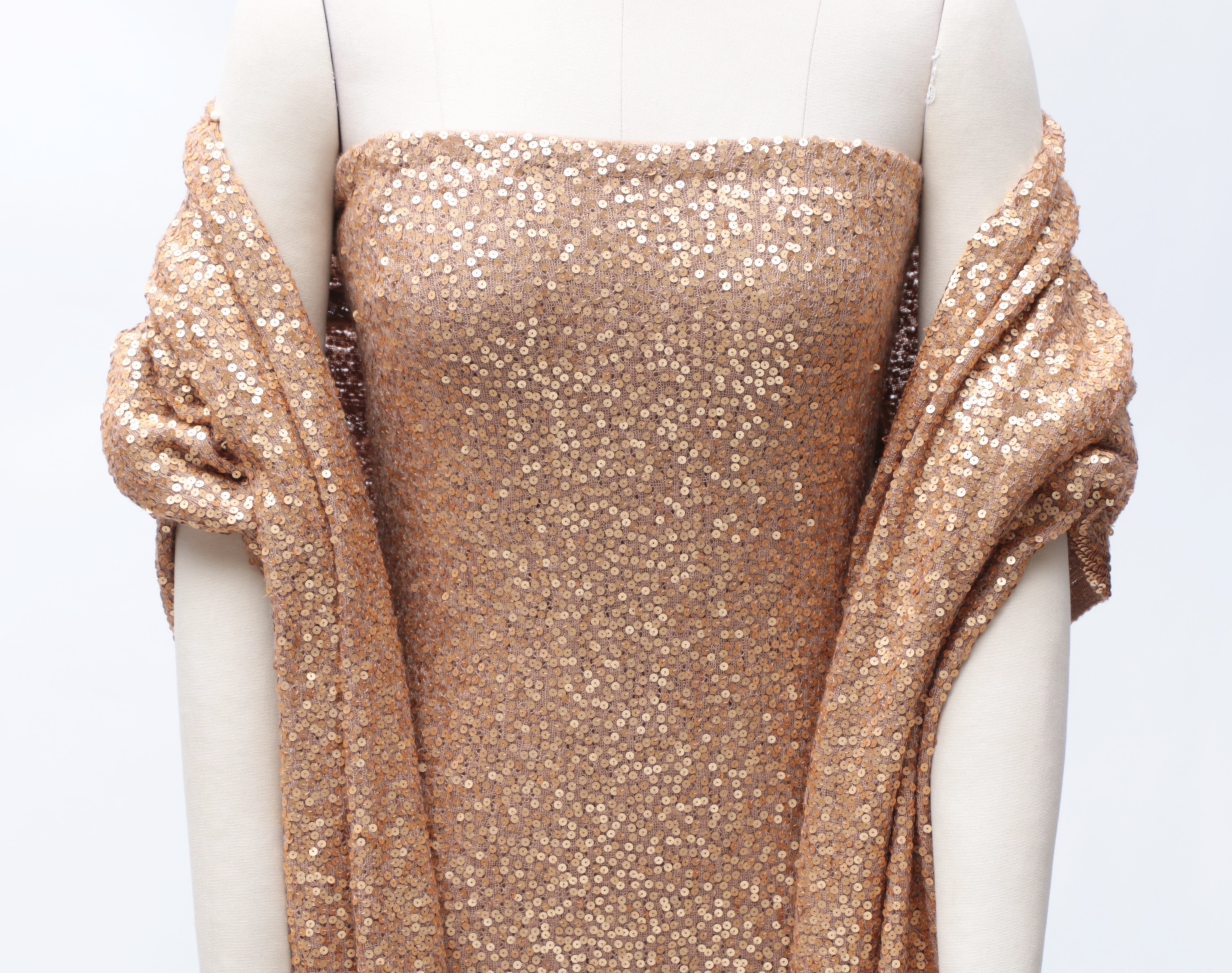 Donna Karan New York Label Gold Sequined Cashmere Gown and Wrap