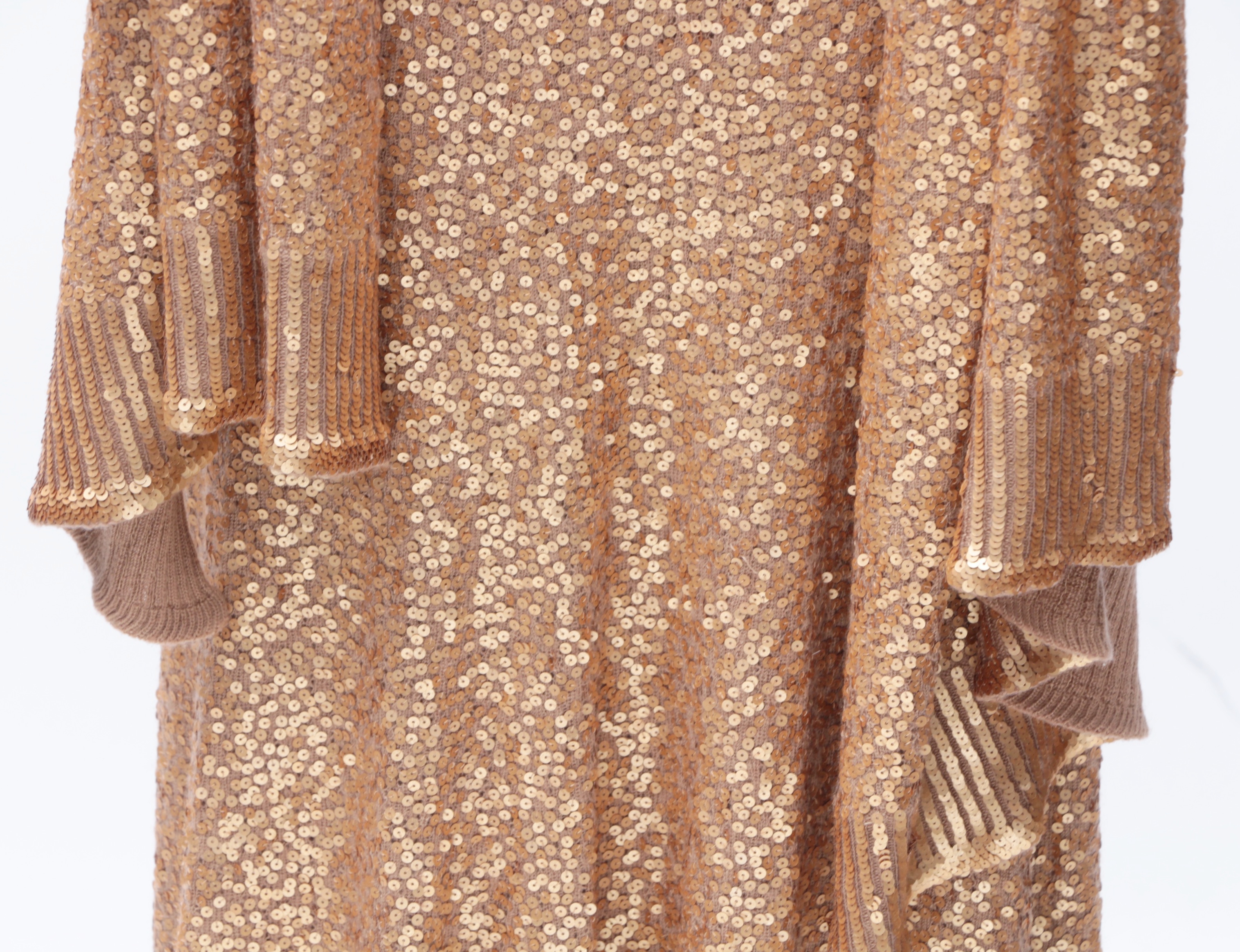 Donna Karan New York Label Gold Sequined Cashmere Gown and Wrap