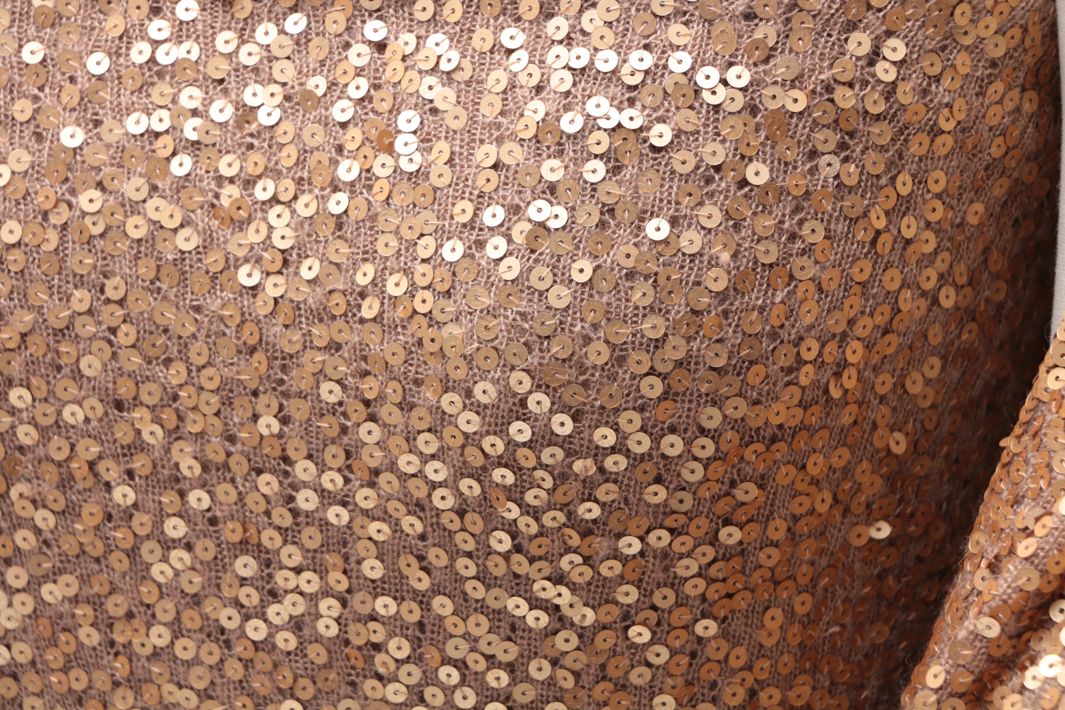 Donna Karan New York Label Gold Sequined Cashmere Gown and Wrap