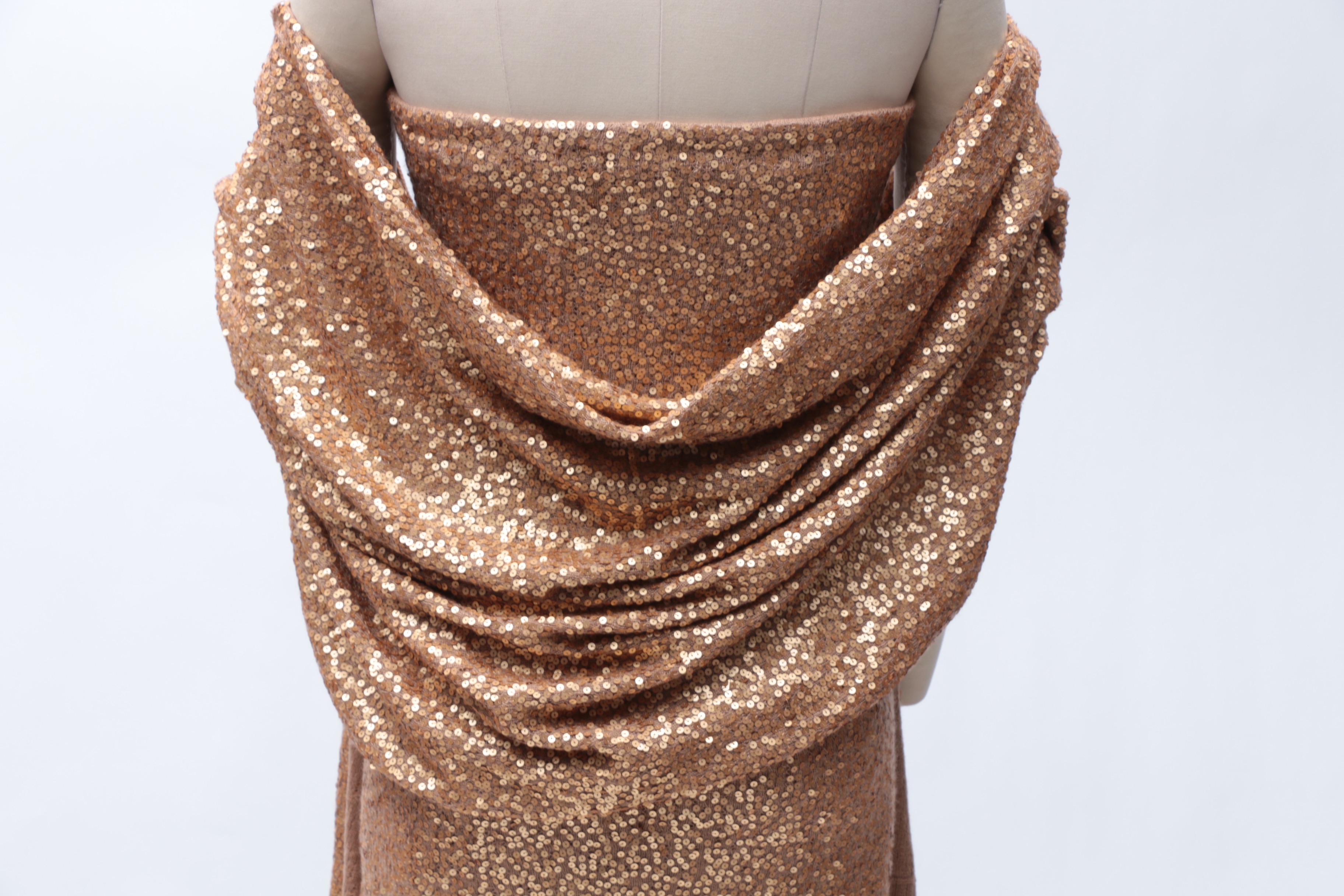 Donna Karan New York Label Gold Sequined Cashmere Gown and Wrap