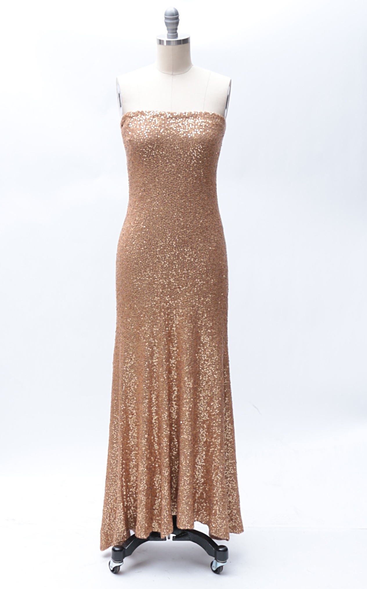 Donna Karan New York Label Gold Sequined Cashmere Gown and Wrap