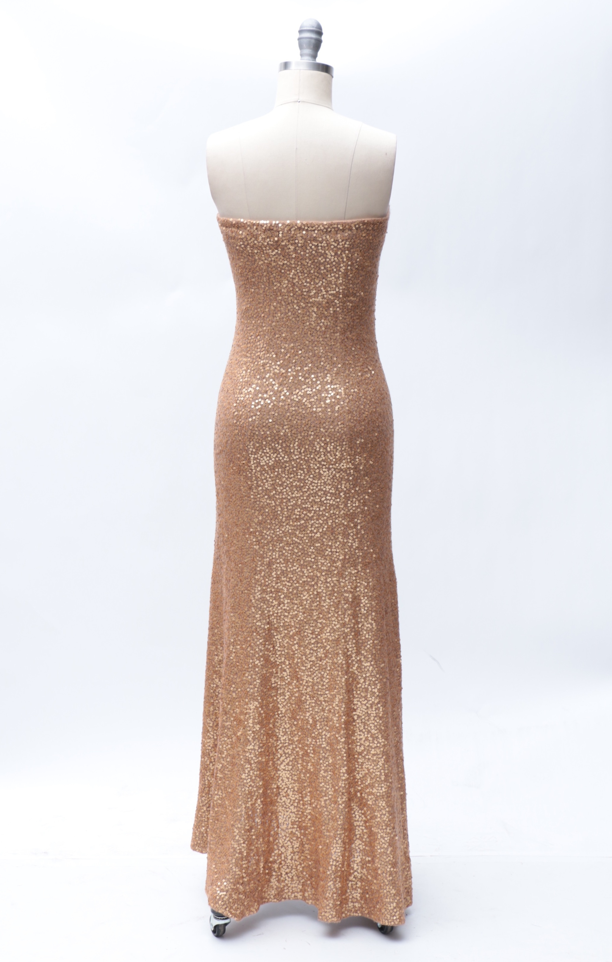 Donna Karan New York Label Gold Sequined Cashmere Gown and Wrap