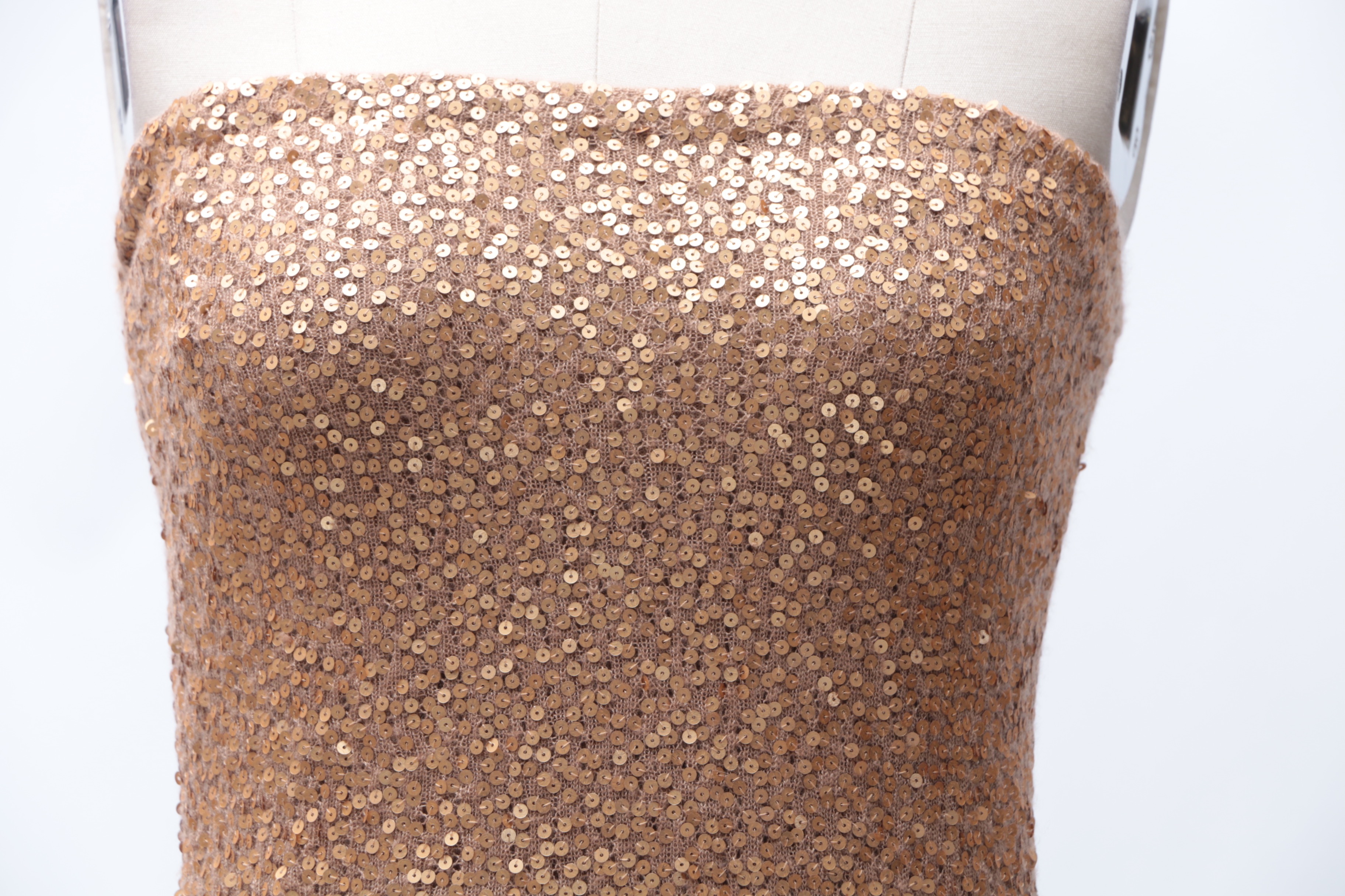 Donna Karan New York Label Gold Sequined Cashmere Gown and Wrap