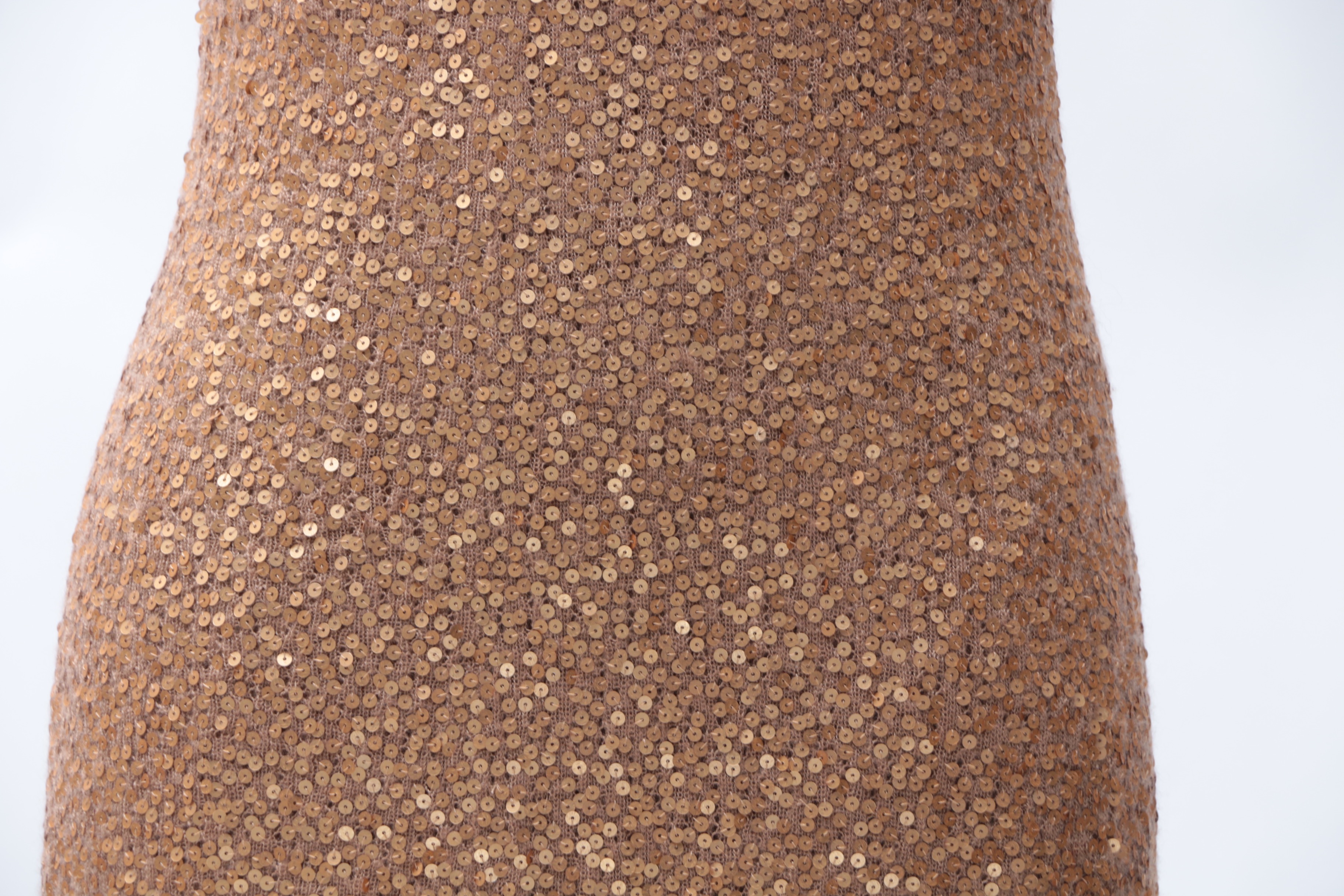 Donna Karan New York Label Gold Sequined Cashmere Gown and Wrap