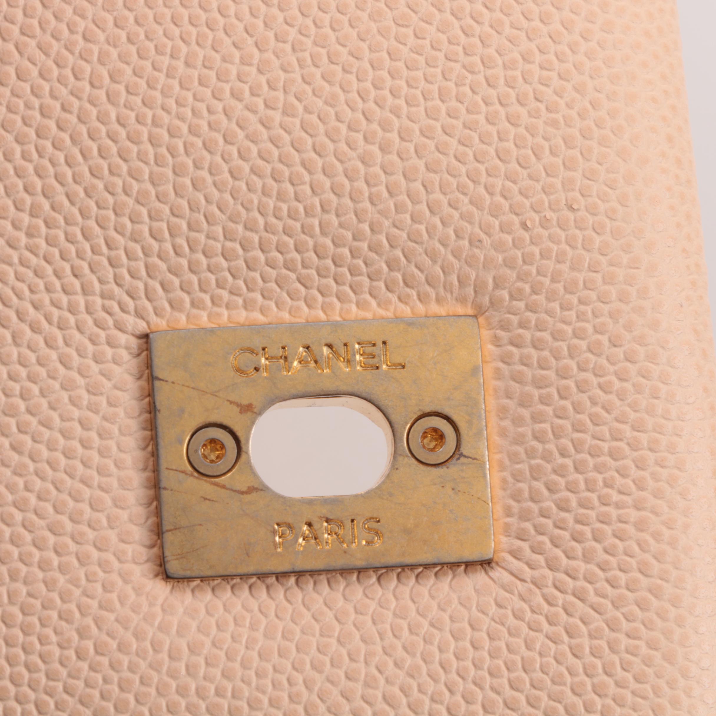 Chanel Caviar Quilted Medium Coco Handle Flap Handbag in Light Beige