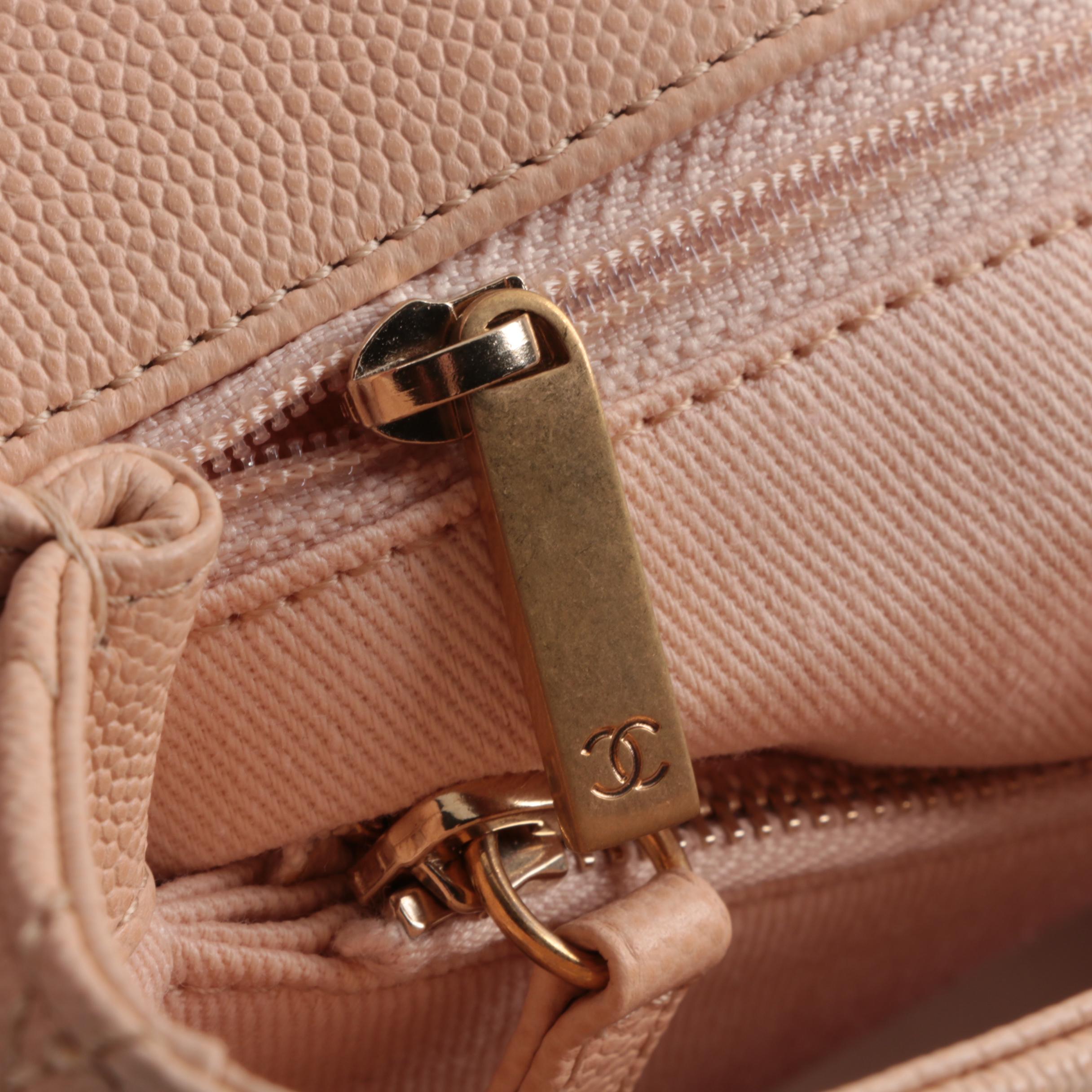 Chanel Caviar Quilted Medium Coco Handle Flap Handbag in Light Beige