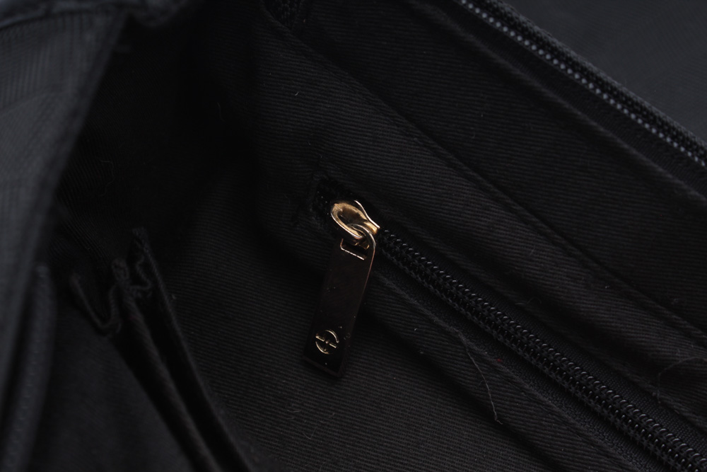 Giorgio Armani Italian Black Pebbled Leather and Fabric Satchel