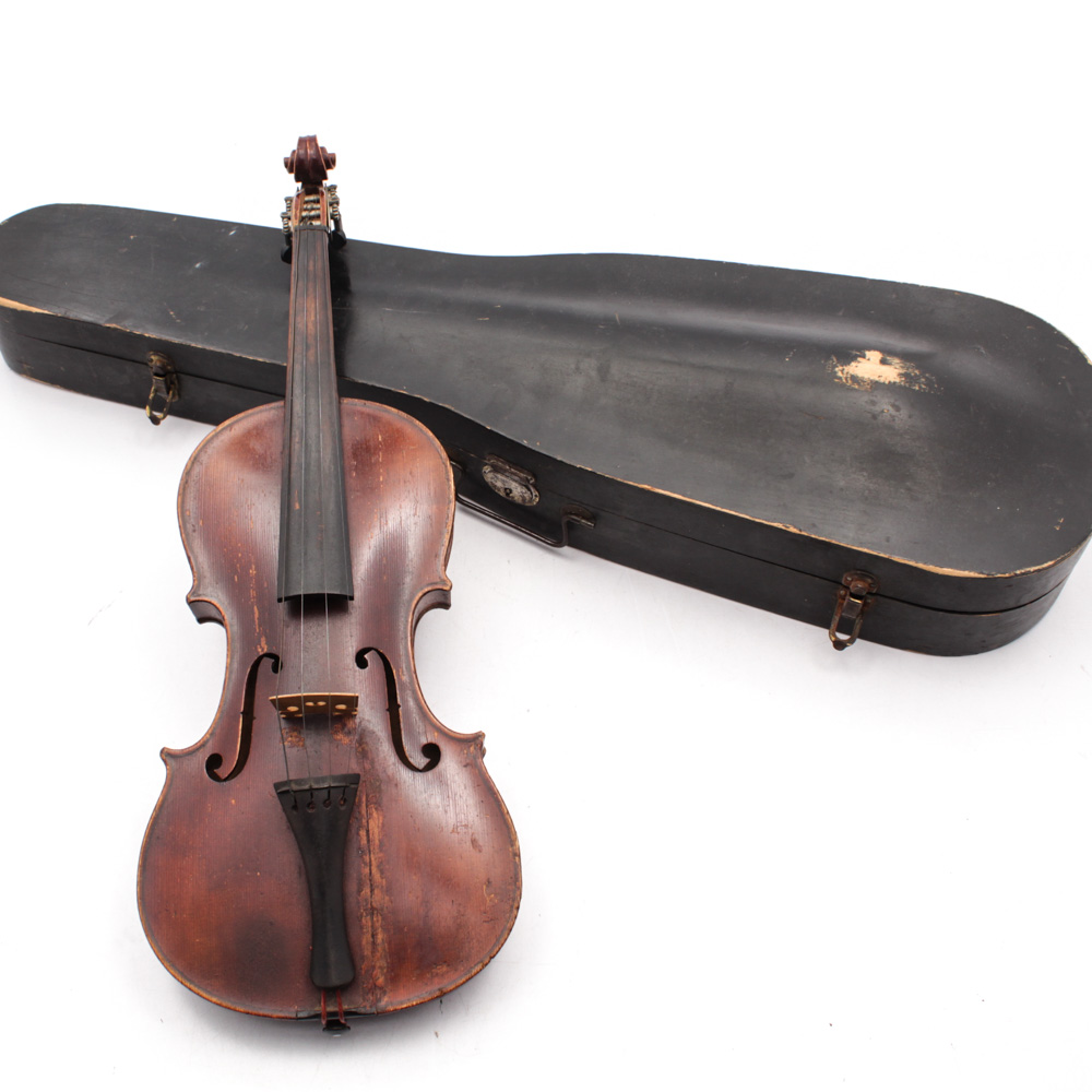 C. 1900 B&J New York Copy of Landolfi 4/4 Violin with Bow and Case