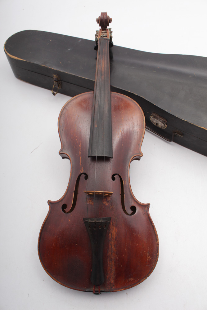 C. 1900 B&J New York Copy of Landolfi 4/4 Violin with Bow and Case