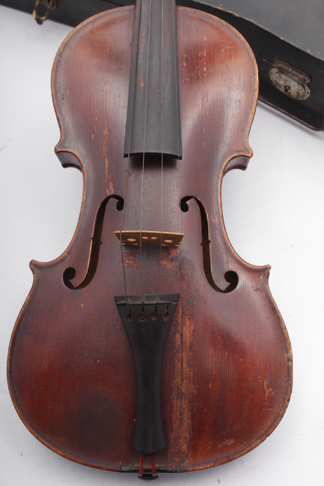 C. 1900 B&J New York Copy of Landolfi 4/4 Violin with Bow and Case