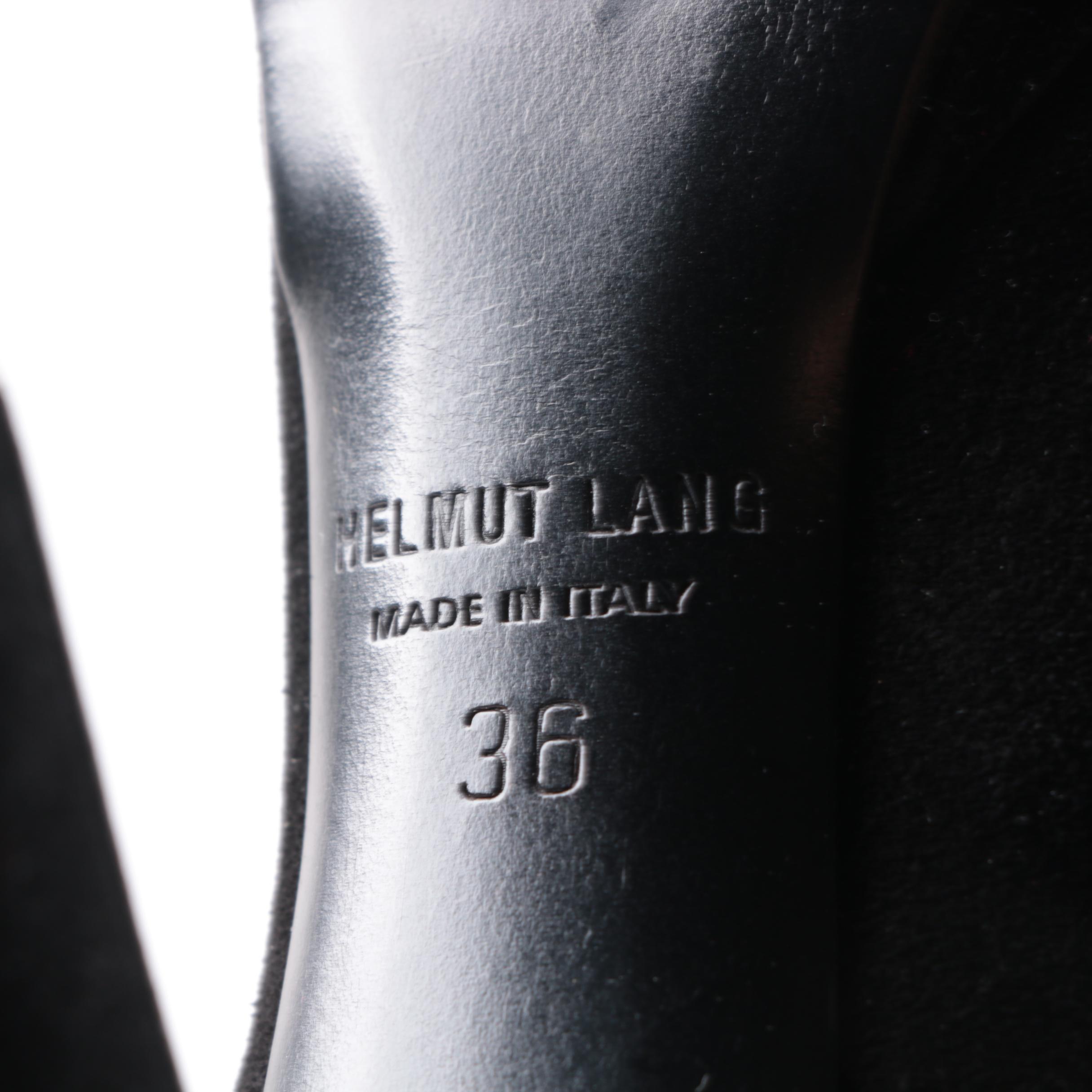 Helmut Lang Black Suede Knee-High Fringe Boots