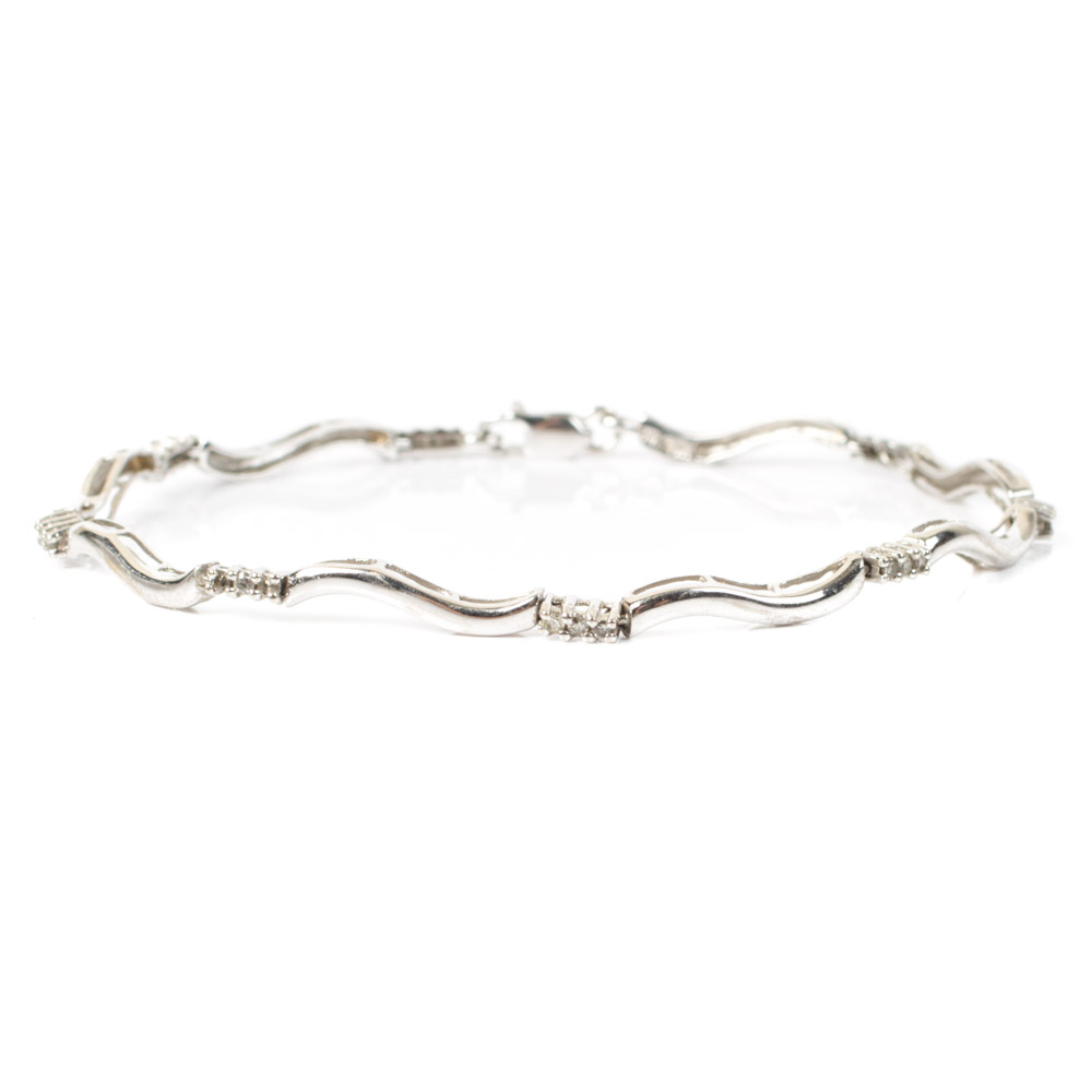 14K White Gold Diamond Bracelet