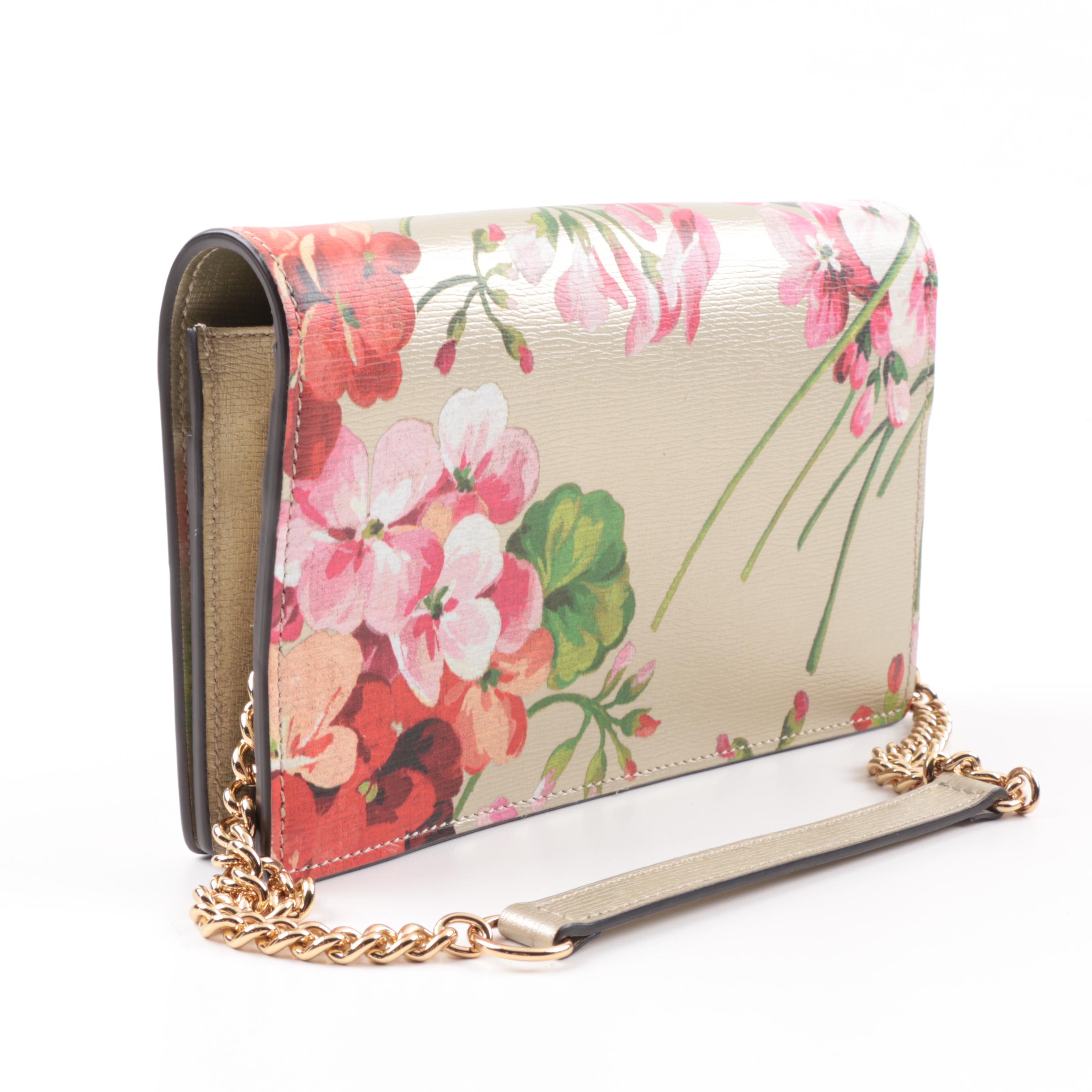 Gucci Geranium Soft Gold Metallic Leather Clutch, Made in Italy