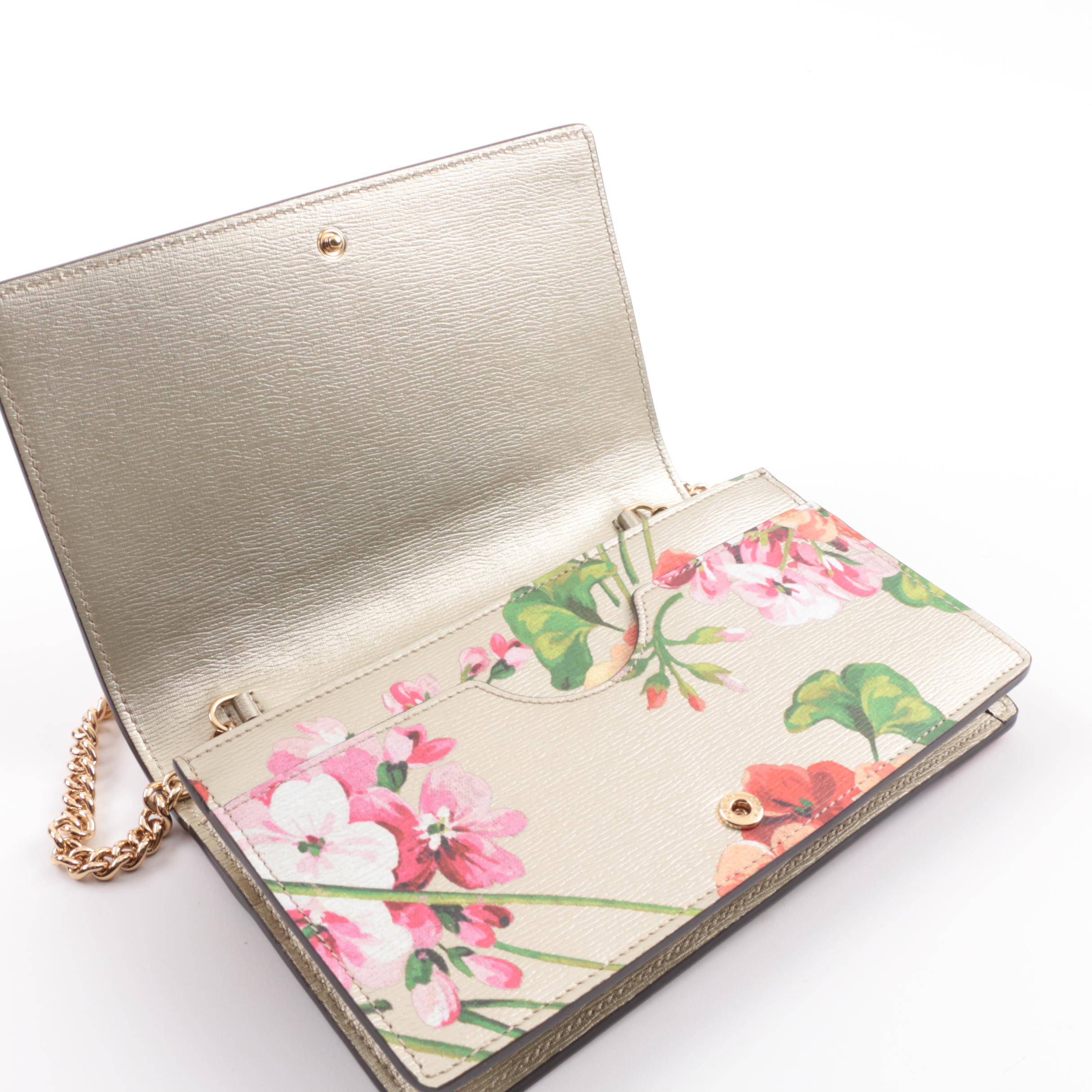 Gucci Geranium Soft Gold Metallic Leather Clutch, Made in Italy