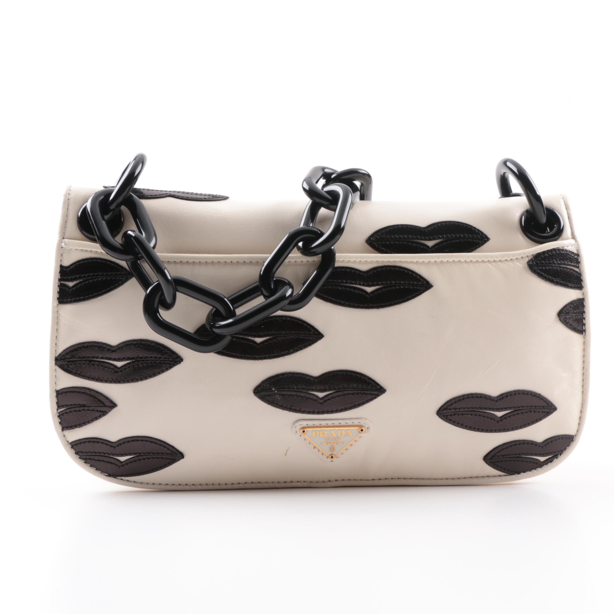 Prada Resort Collection 2012 Black Lips Leather Shoulder Bag