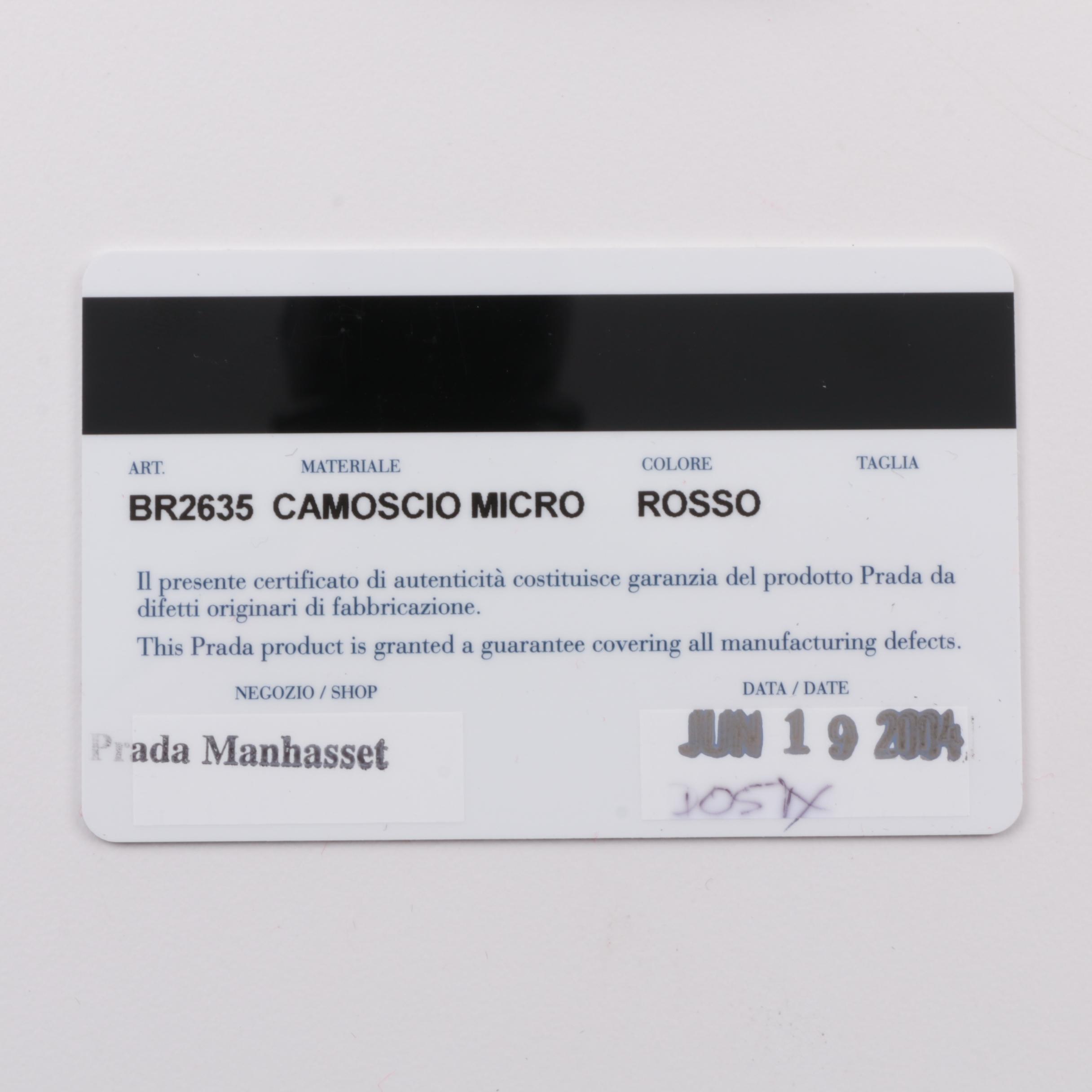 Prada Camoscio Micro Red Suede Baguette Shoulder Bag