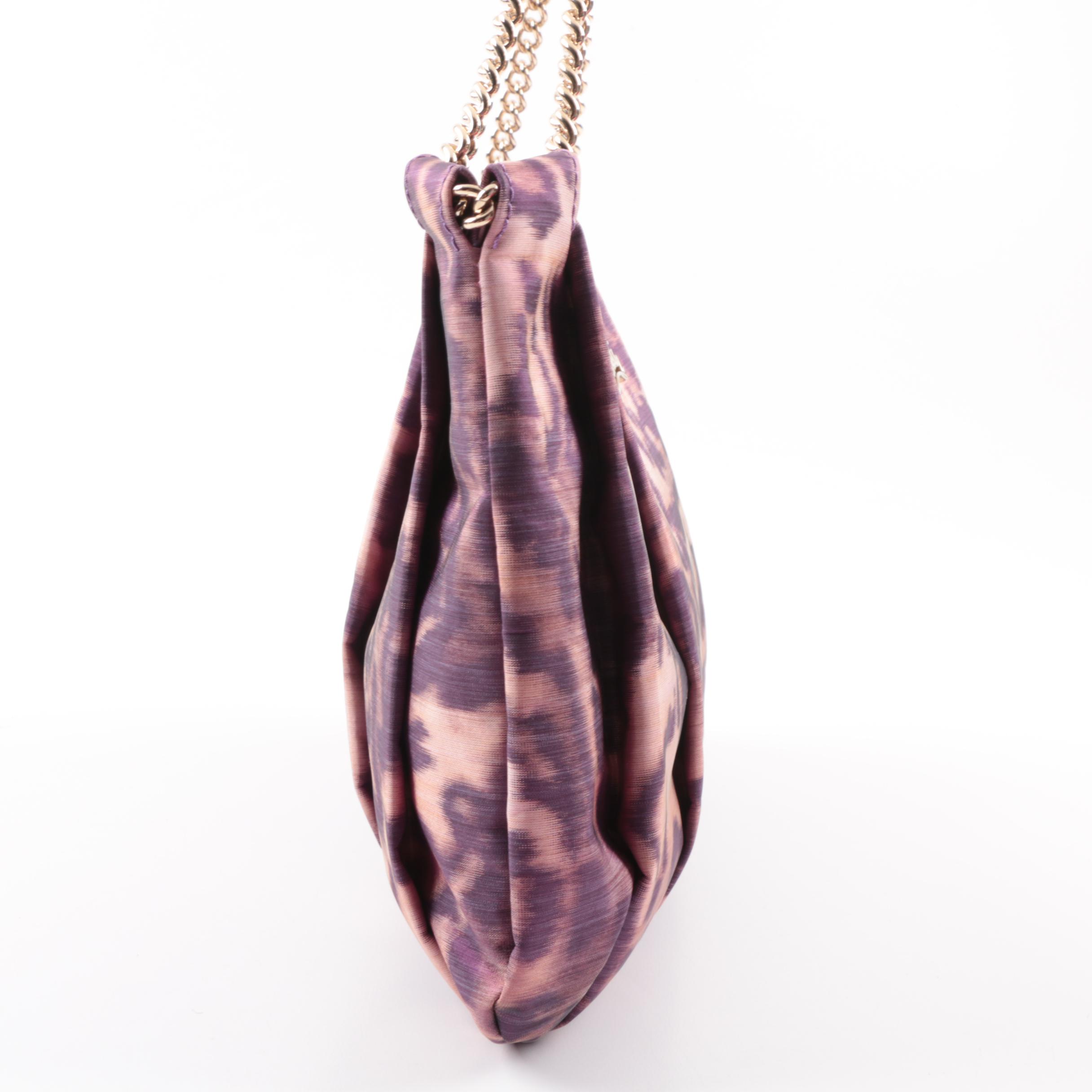 Christian Louboutin Lolita “Madagascar” Fabric Purse with Gold Tone Chain Handle