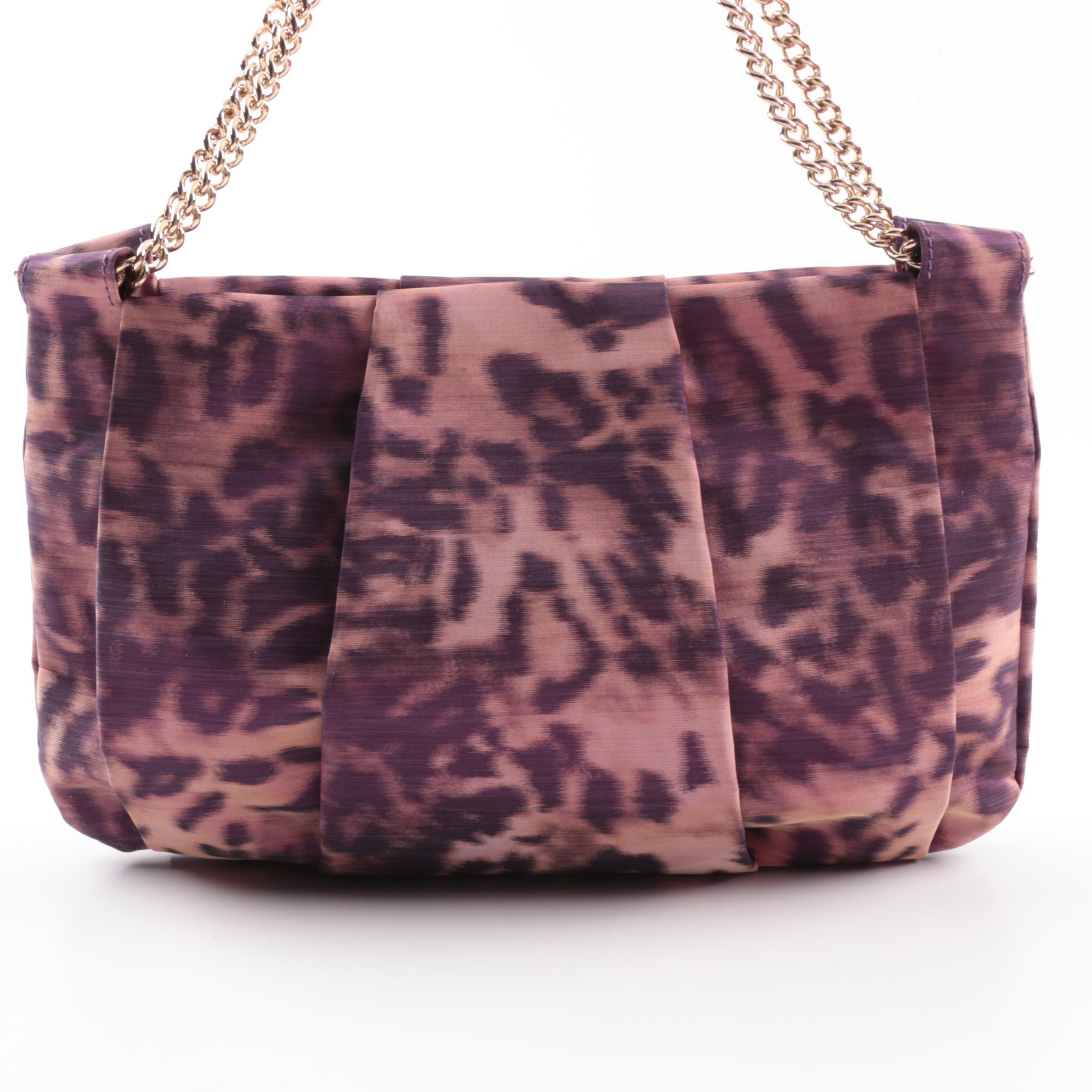 Christian Louboutin Lolita “Madagascar” Fabric Purse with Gold Tone Chain Handle