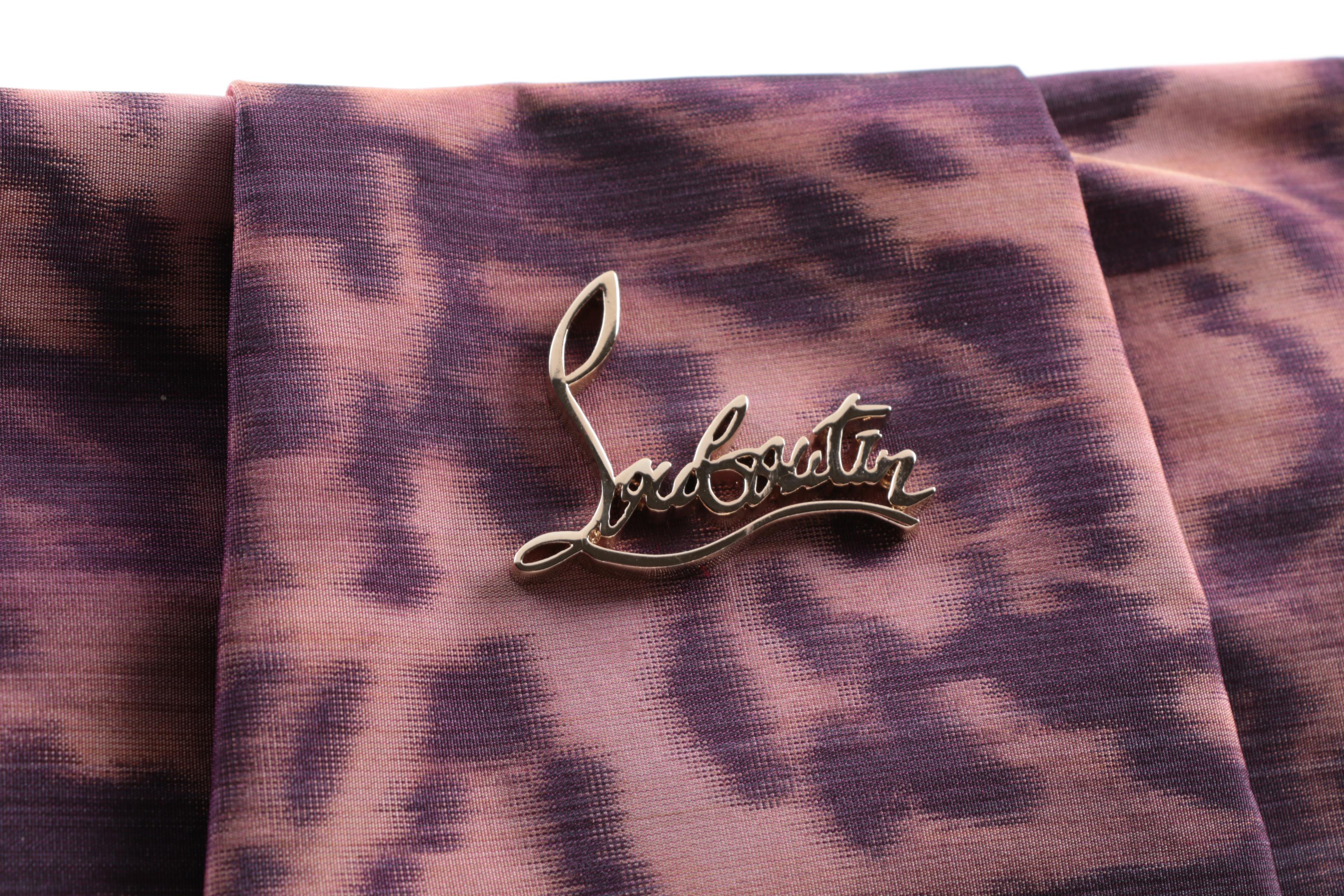 Christian Louboutin Lolita “Madagascar” Fabric Purse with Gold Tone Chain Handle